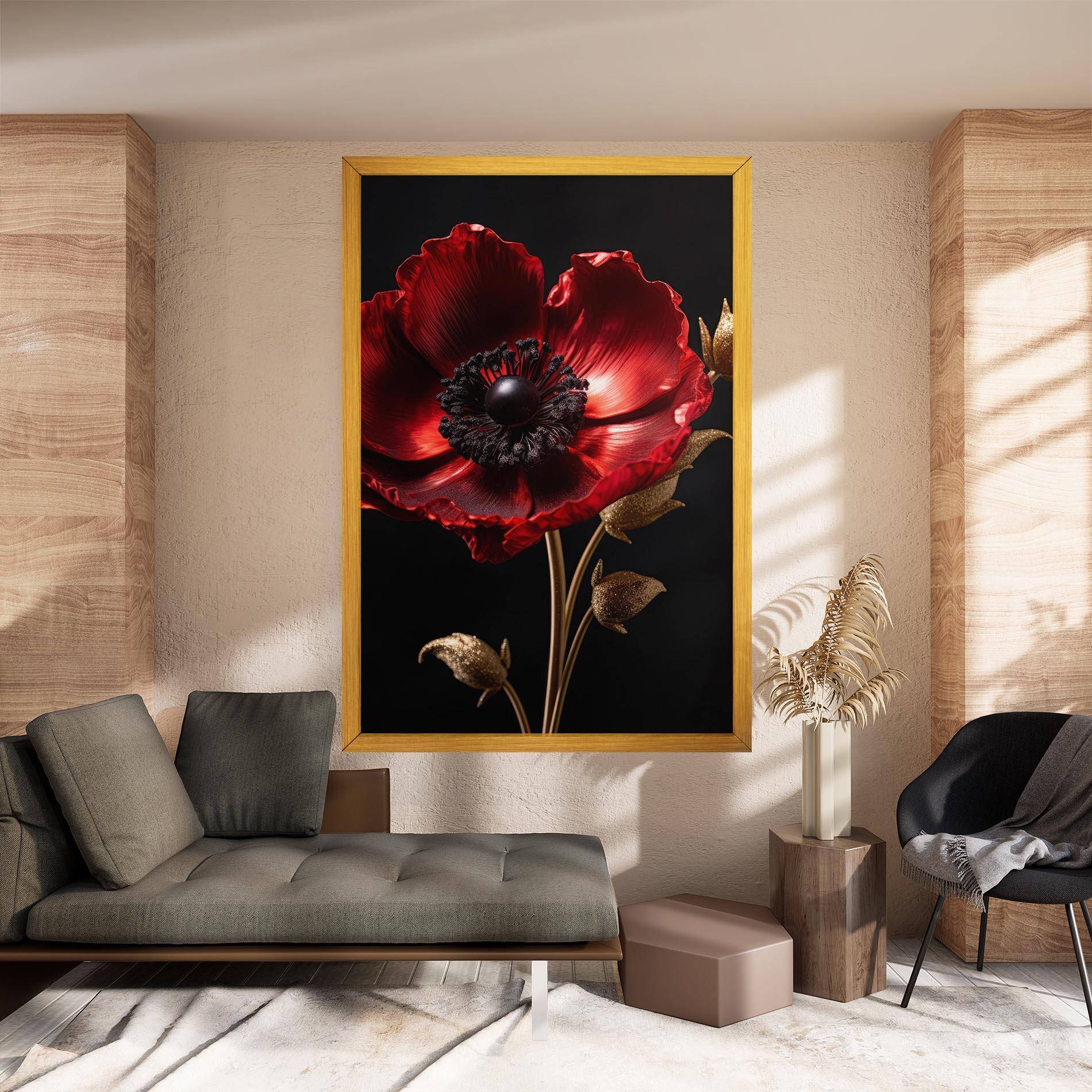 Tablou Canvas Dark Red Poppy mockup 8