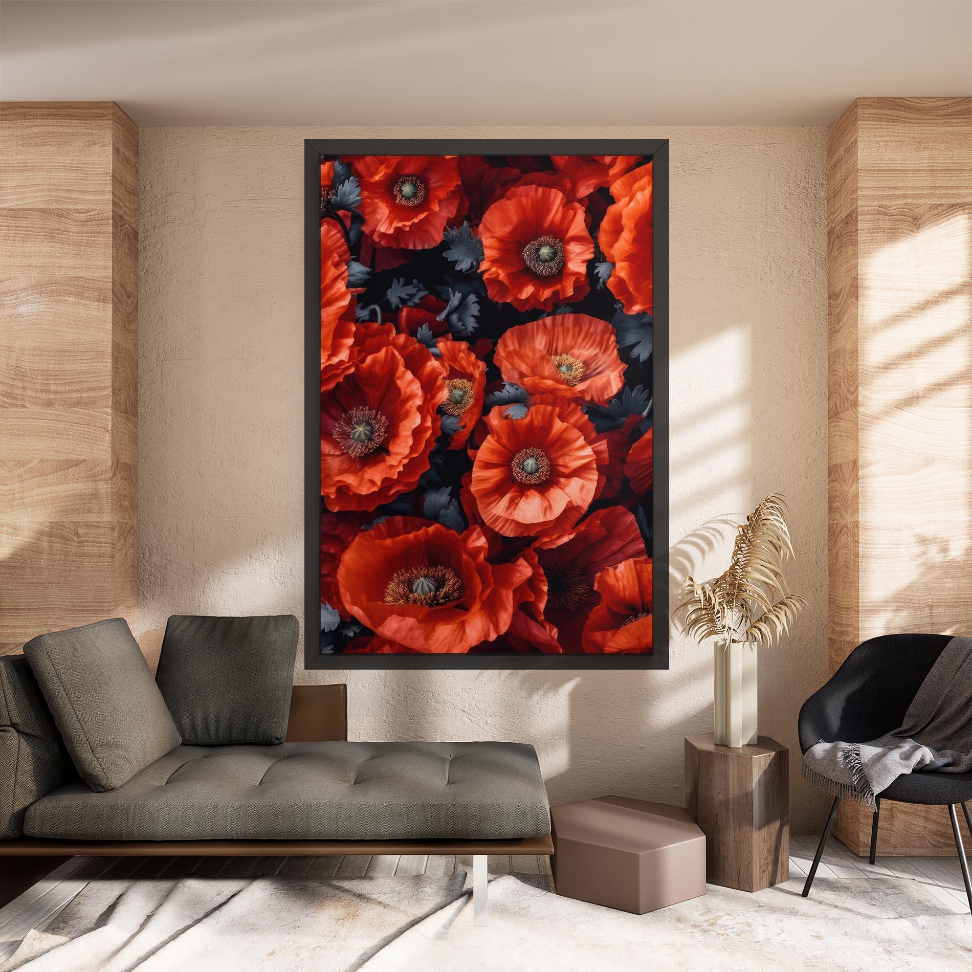 Tablou Canvas Black Red Poppies mockup 8