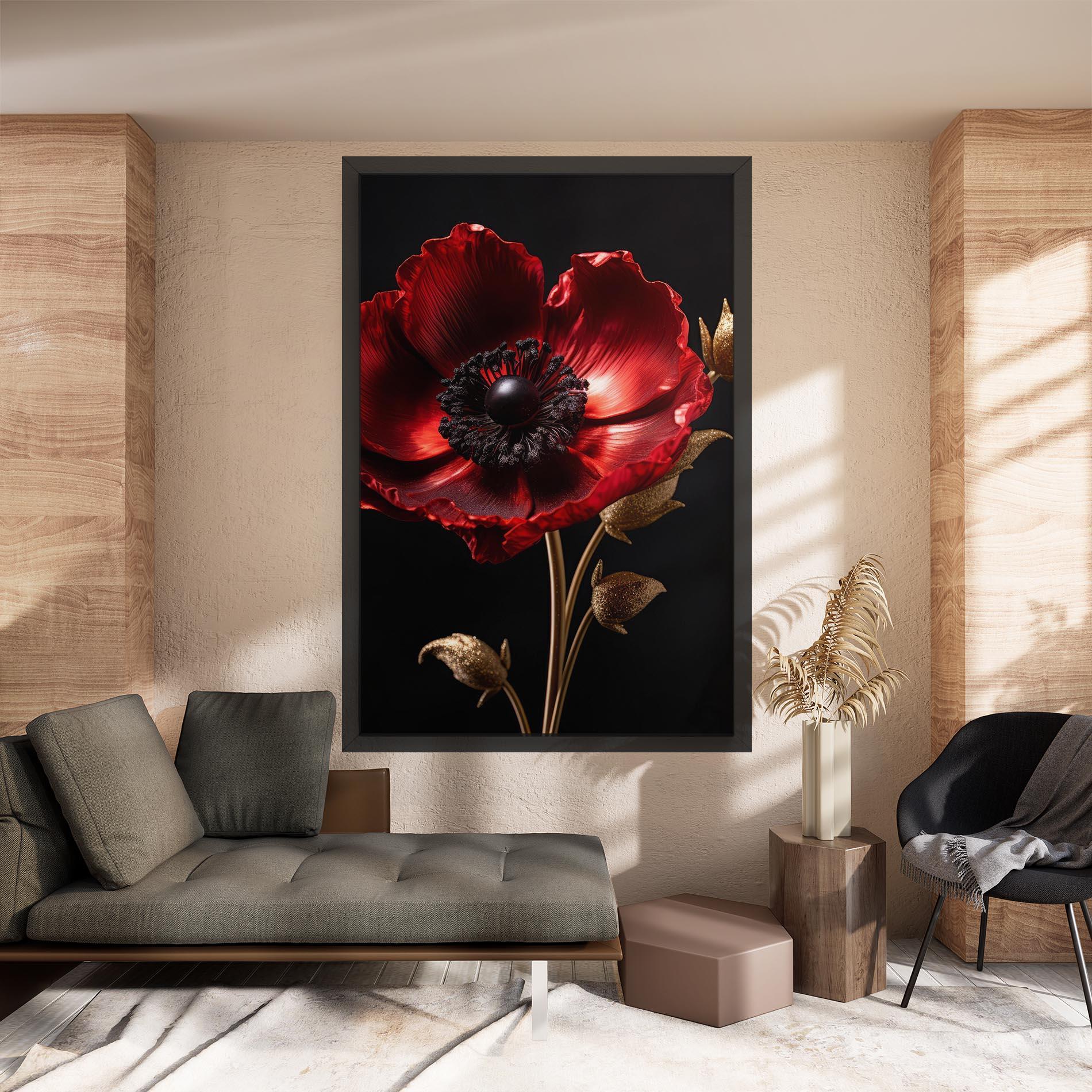 Tablou Canvas Dark Red Poppy mockup 8