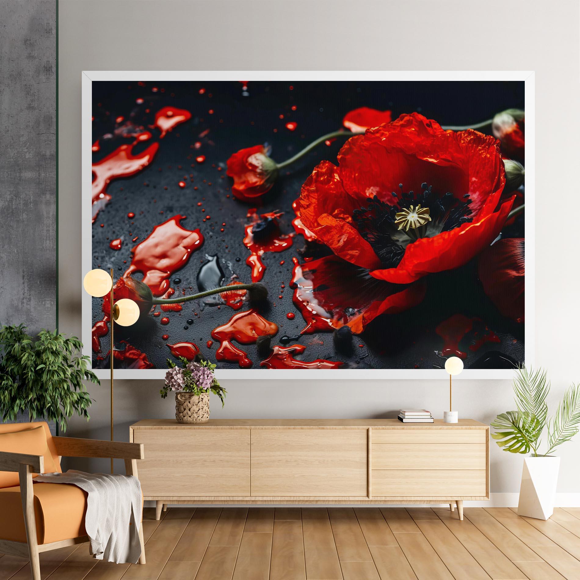 Tablou Canvas Beautiful Red Poppy Liquid mockup 9