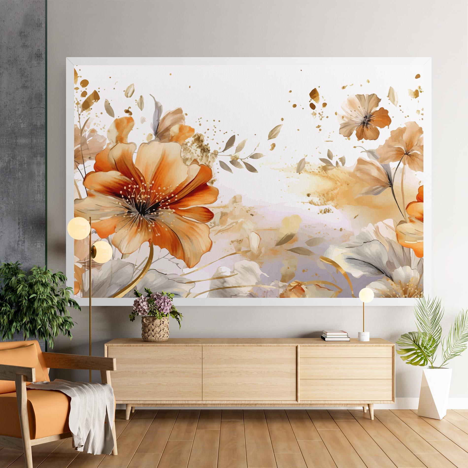 Tablou Canvas Gold Orange Poppy mockup 9