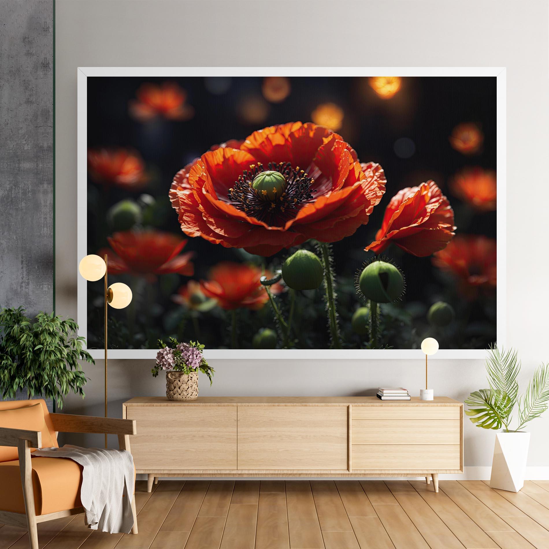 Tablou Canvas Red Poppy Close Up mockup 9