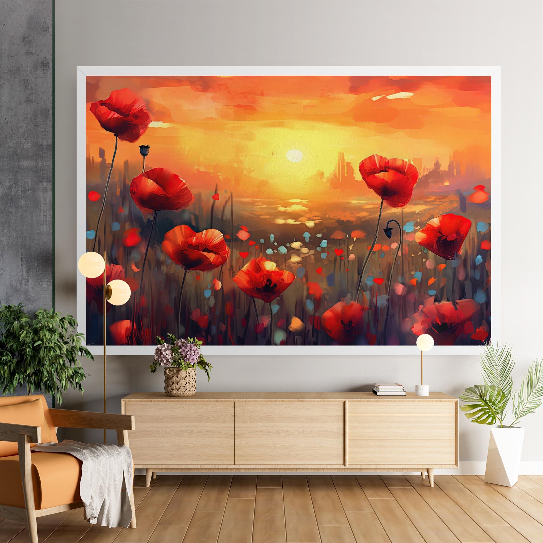 Tablou Canvas Sunrise Painting Poppies mockup 9
