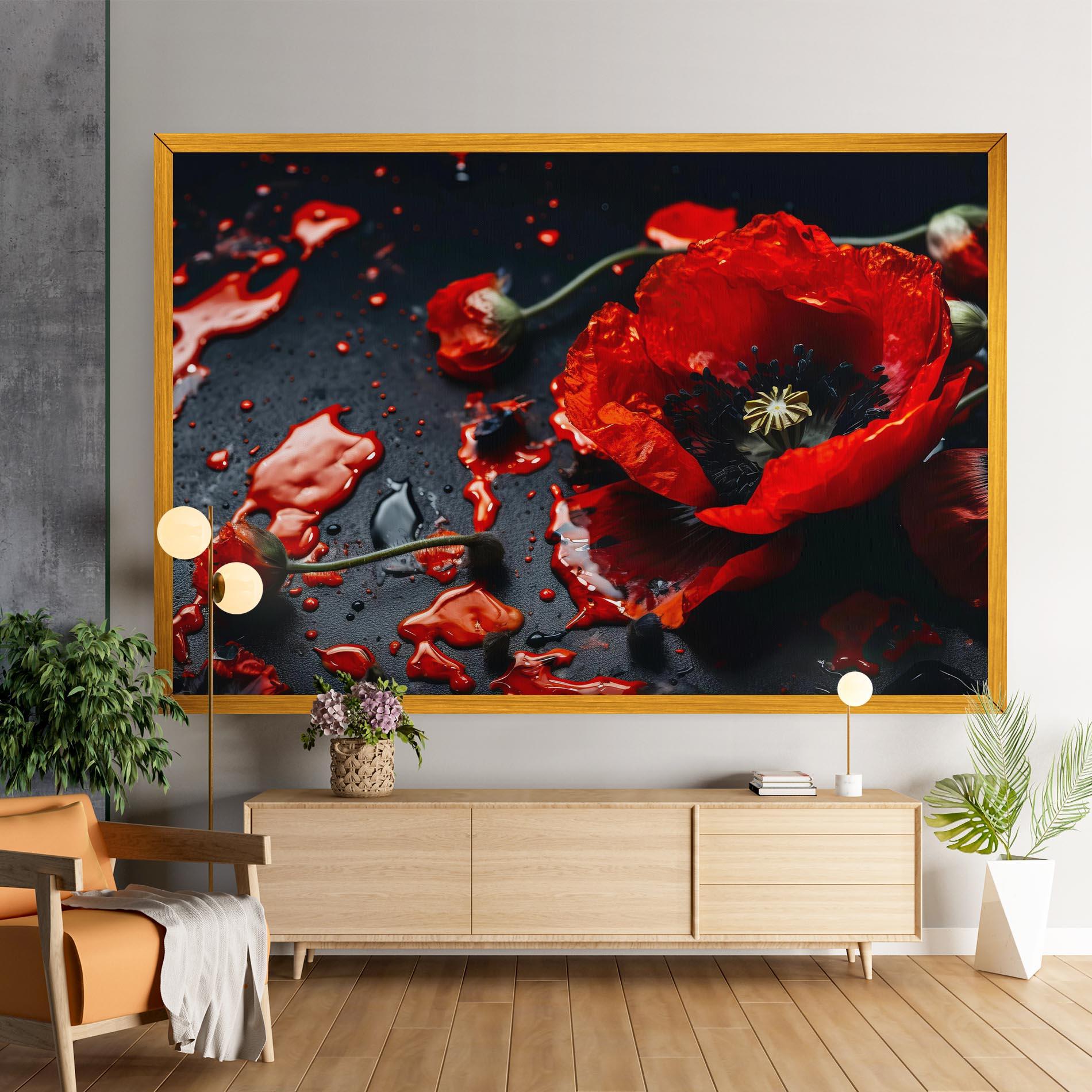 Tablou Canvas Beautiful Red Poppy Liquid mockup 9