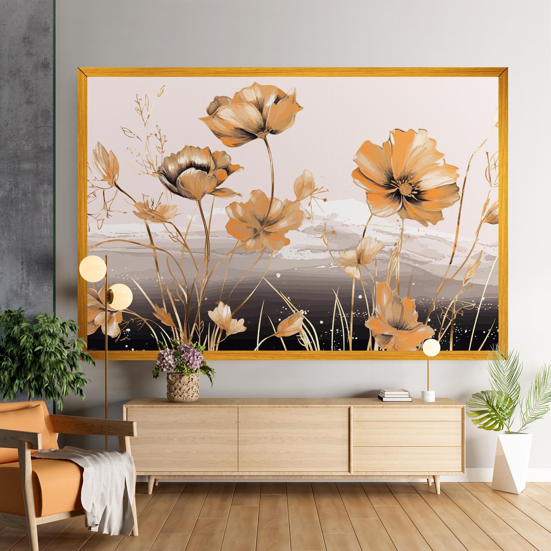 Tablou Canvas Gold Black Poppy mockup 9