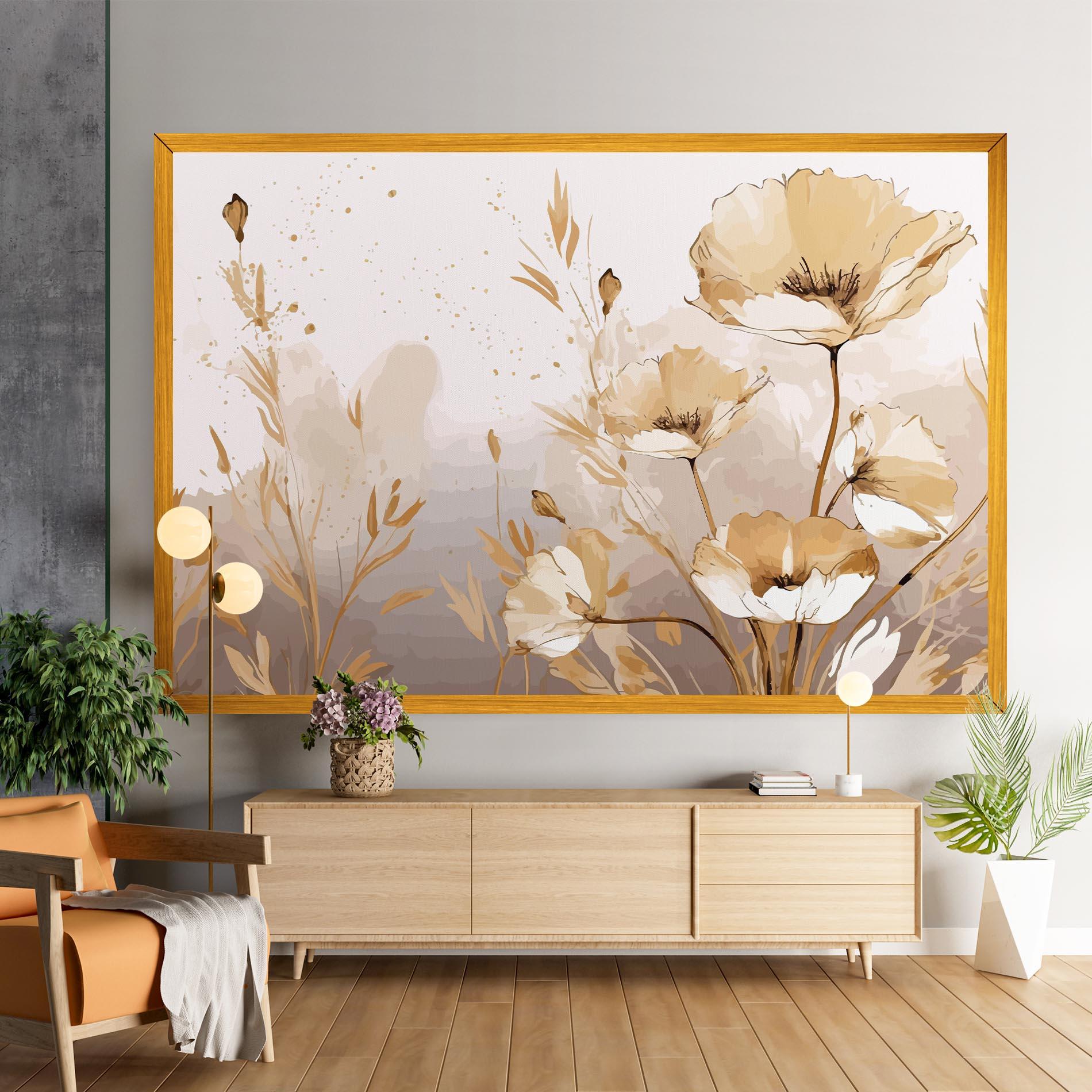 Tablou Canvas Gold Cream Poppy mockup 9