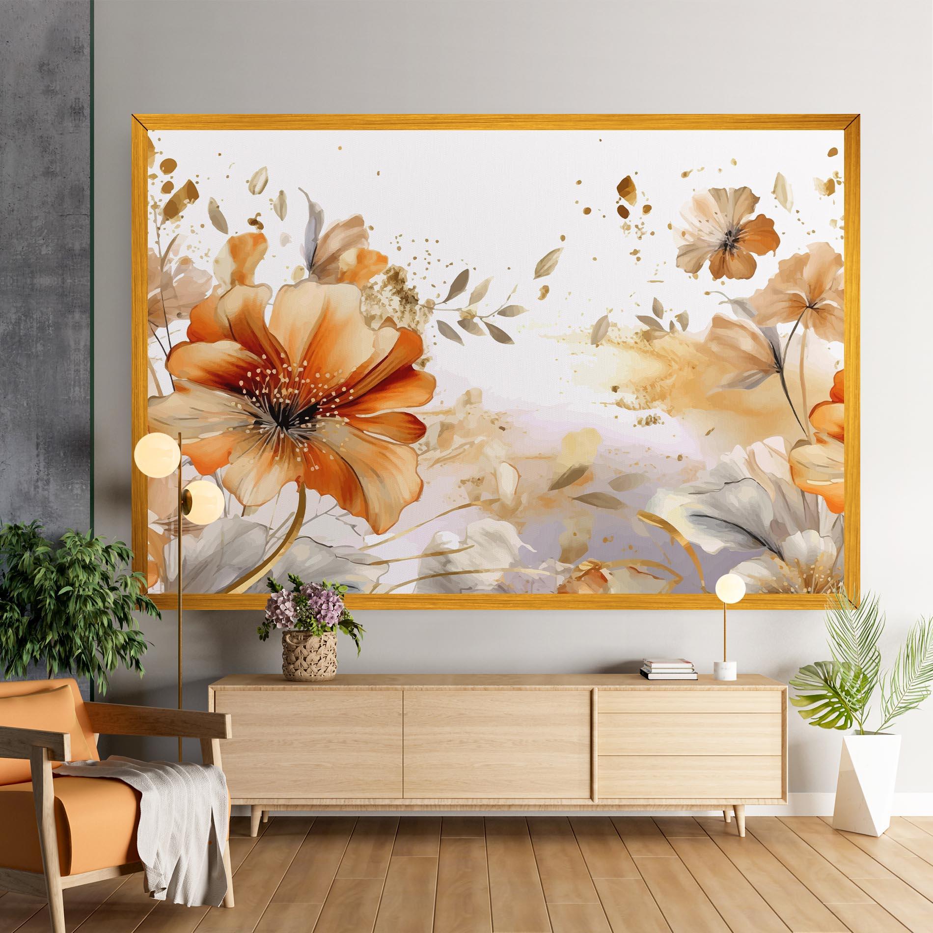 Tablou Canvas Gold Orange Poppy mockup 9