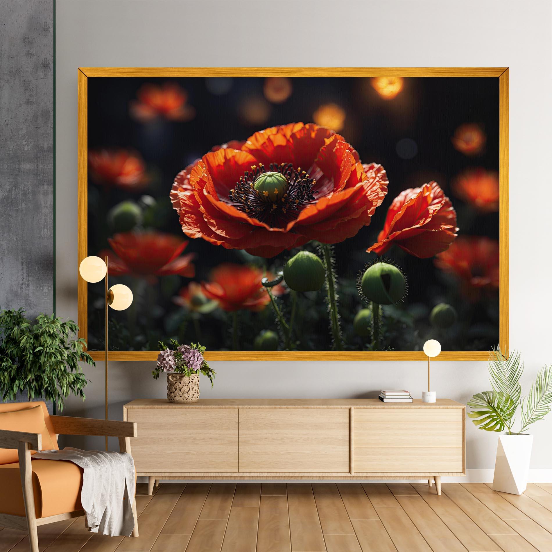 Tablou Canvas Red Poppy Close Up mockup 9