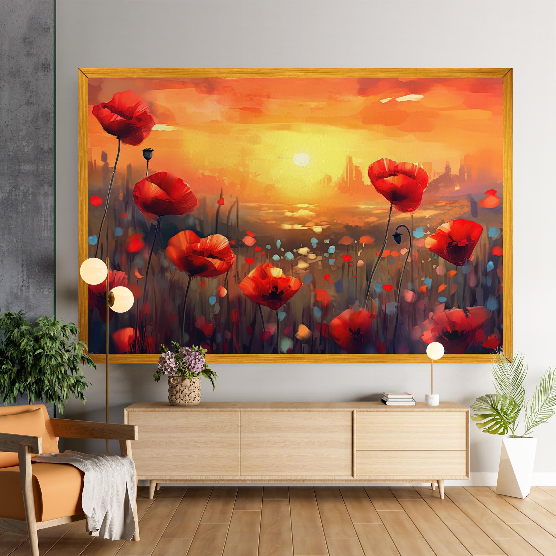 Tablou Canvas Sunrise Painting Poppies mockup 9
