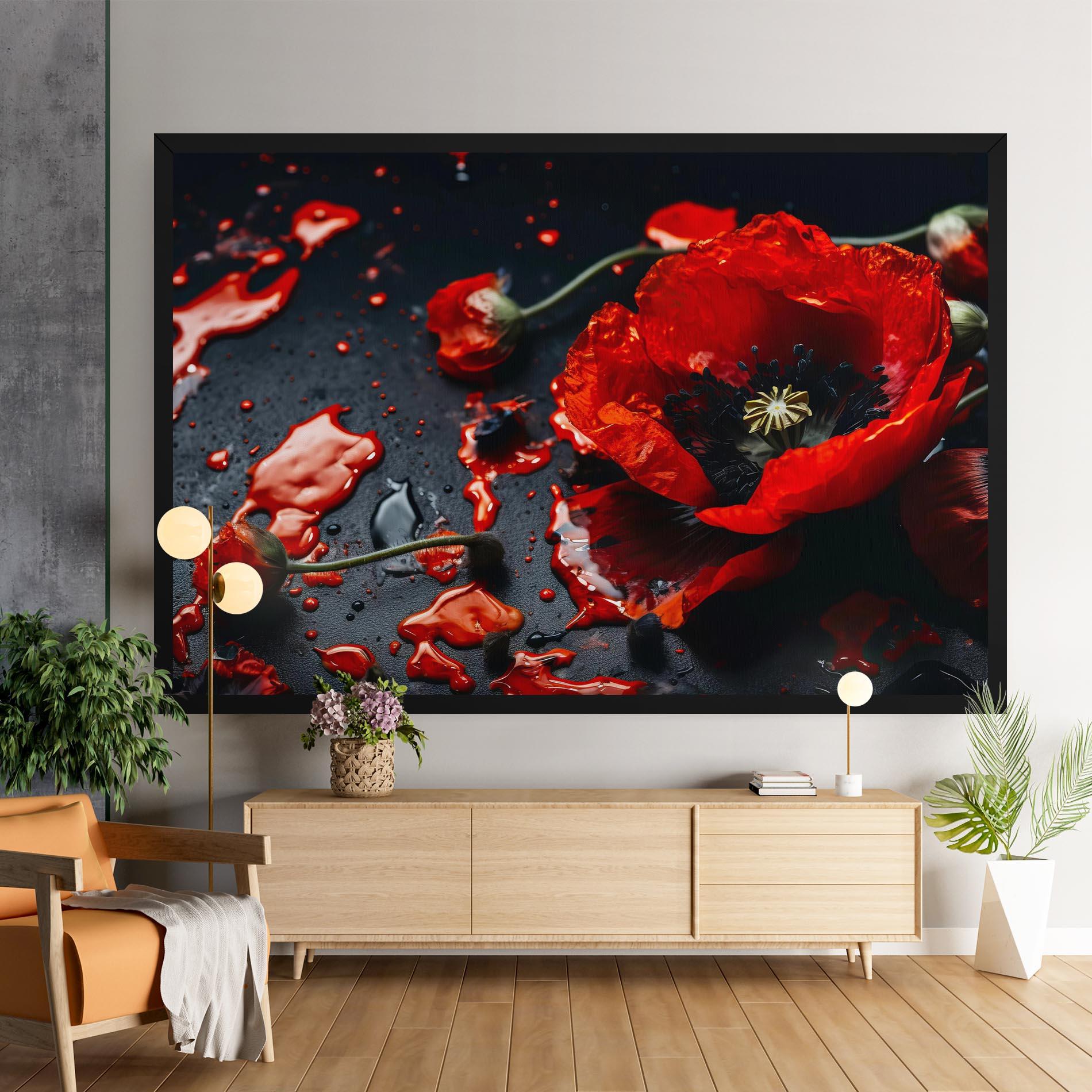 Tablou Canvas Beautiful Red Poppy Liquid mockup 9