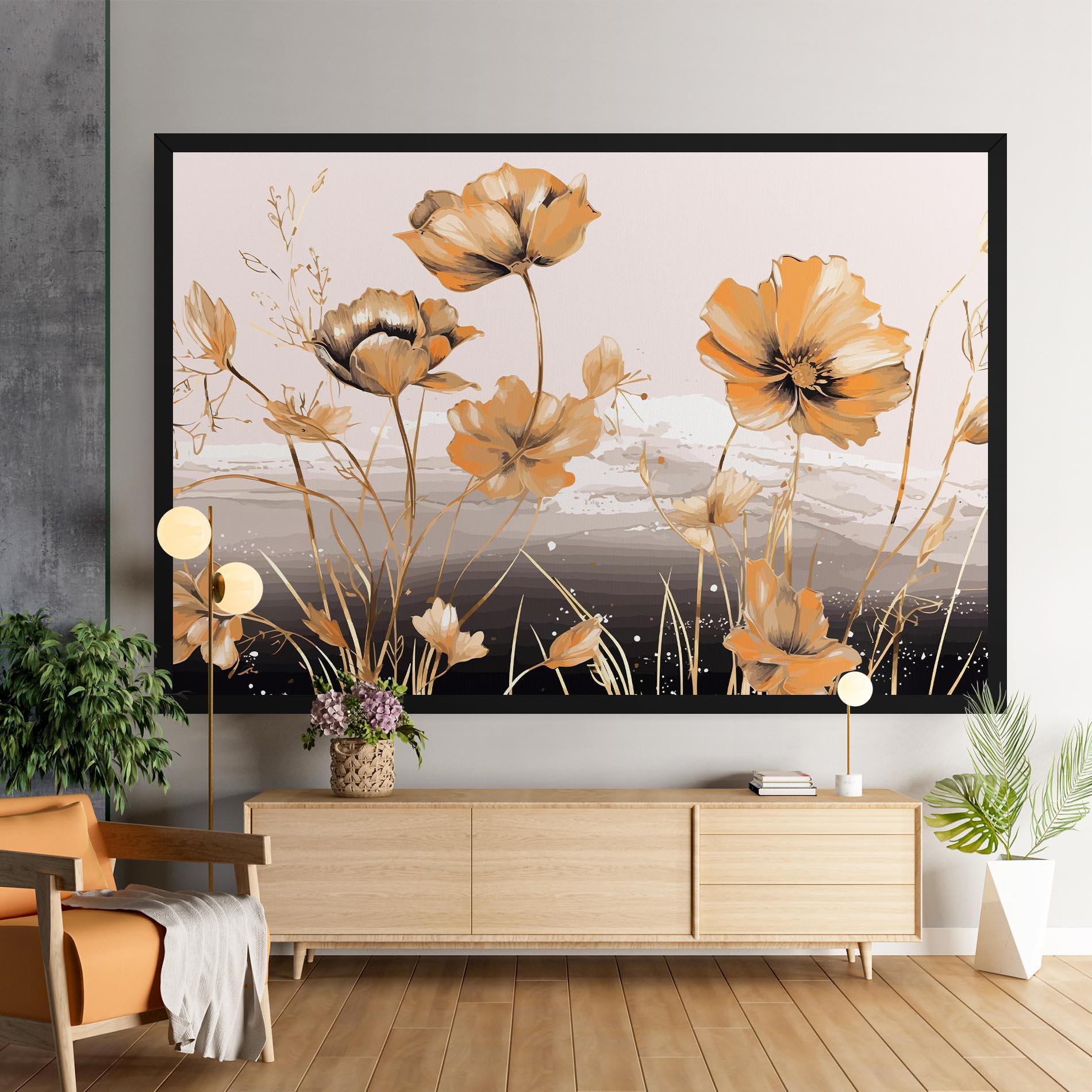 Tablou Canvas Gold Black Poppy mockup 9