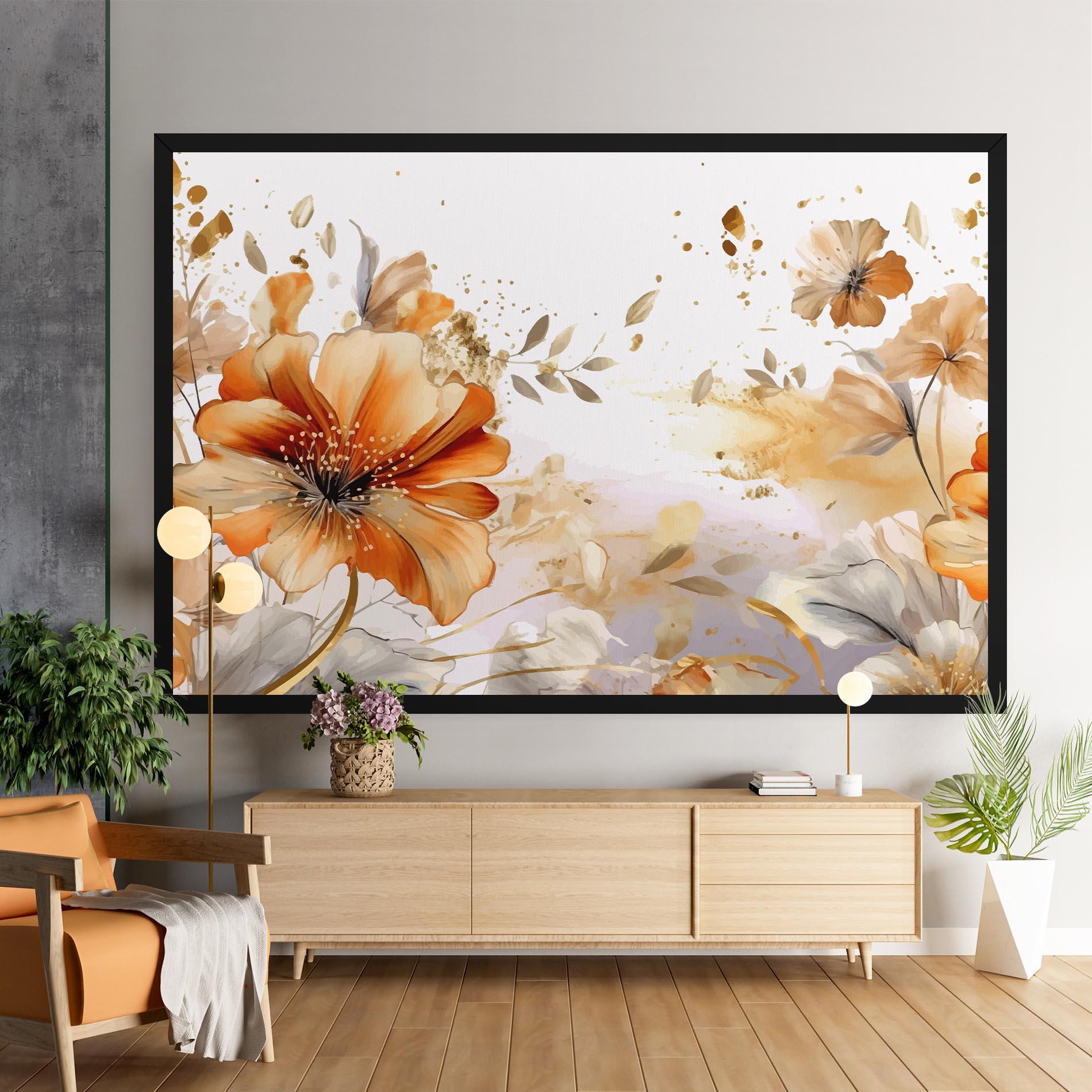 Tablou Canvas Gold Orange Poppy mockup 9