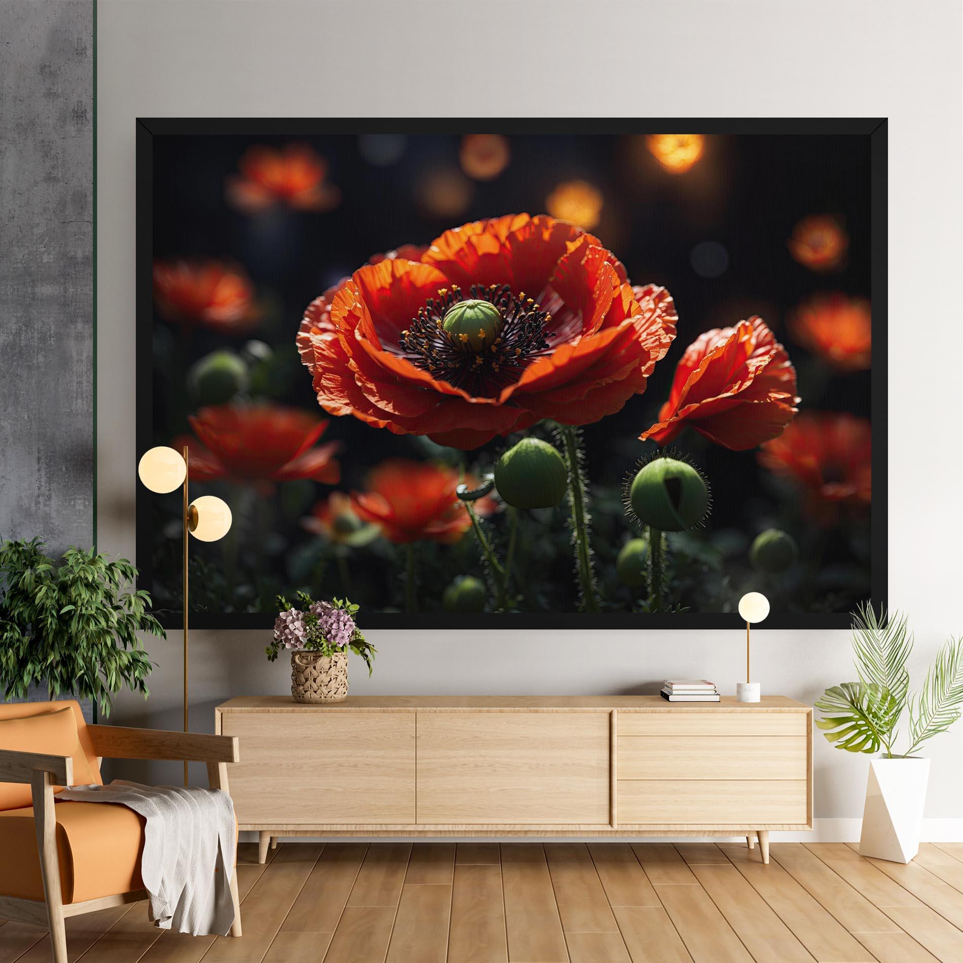 Tablou Canvas Red Poppy Close Up mockup 9
