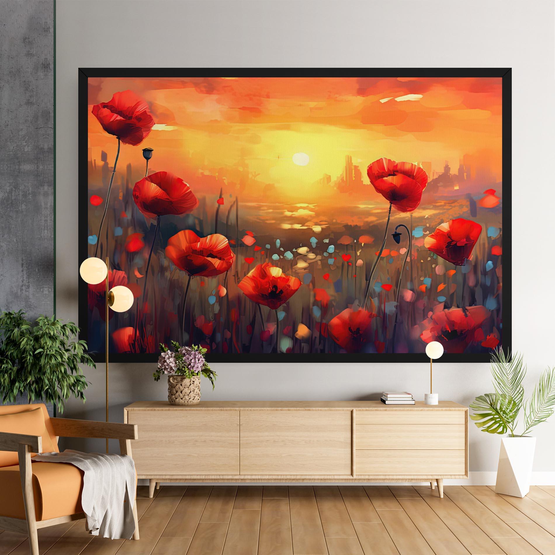Tablou Canvas Sunrise Painting Poppies mockup 9
