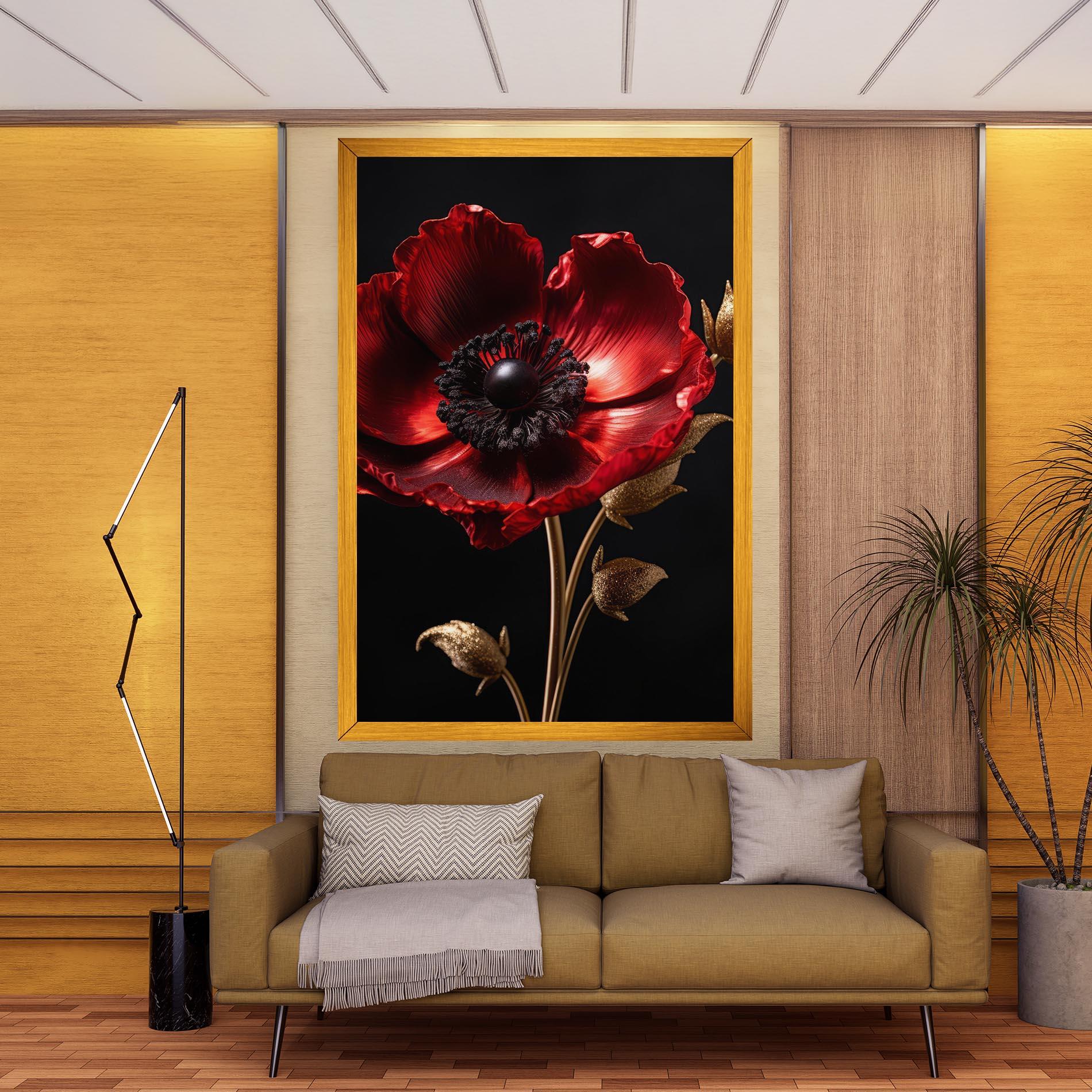 Tablou Canvas Dark Red Poppy mockup 9