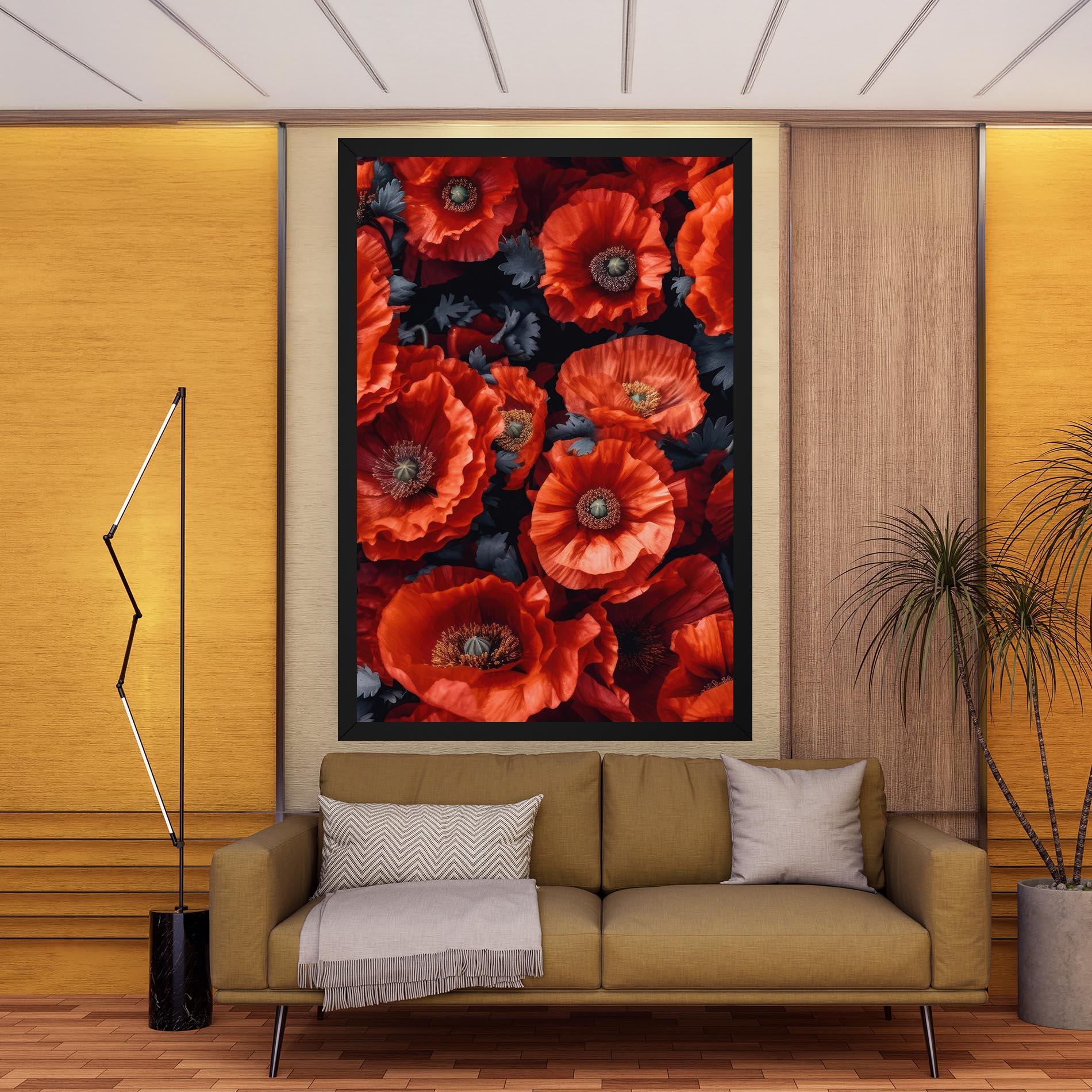 Tablou Canvas Black Red Poppies mockup 9