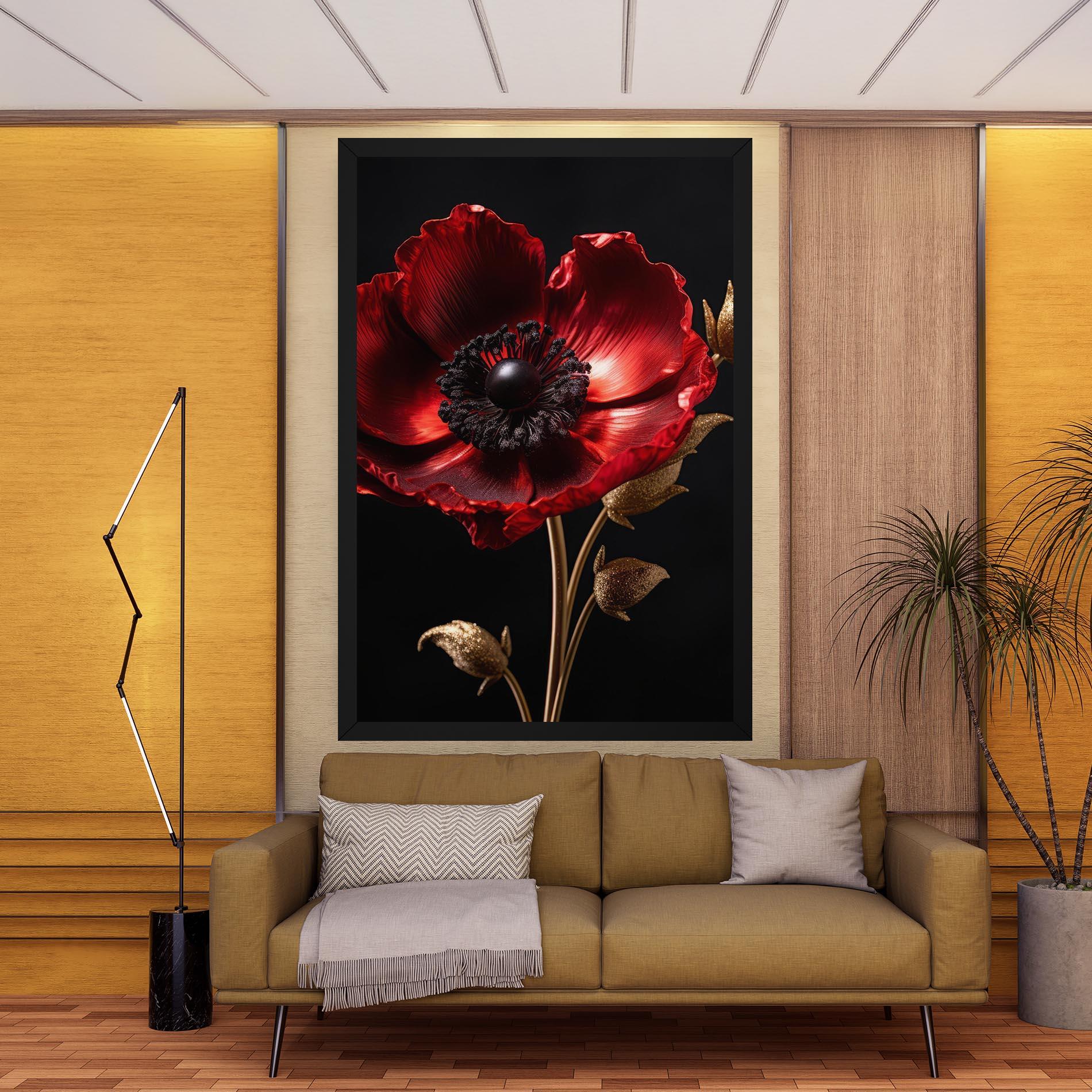 Tablou Canvas Dark Red Poppy mockup 9