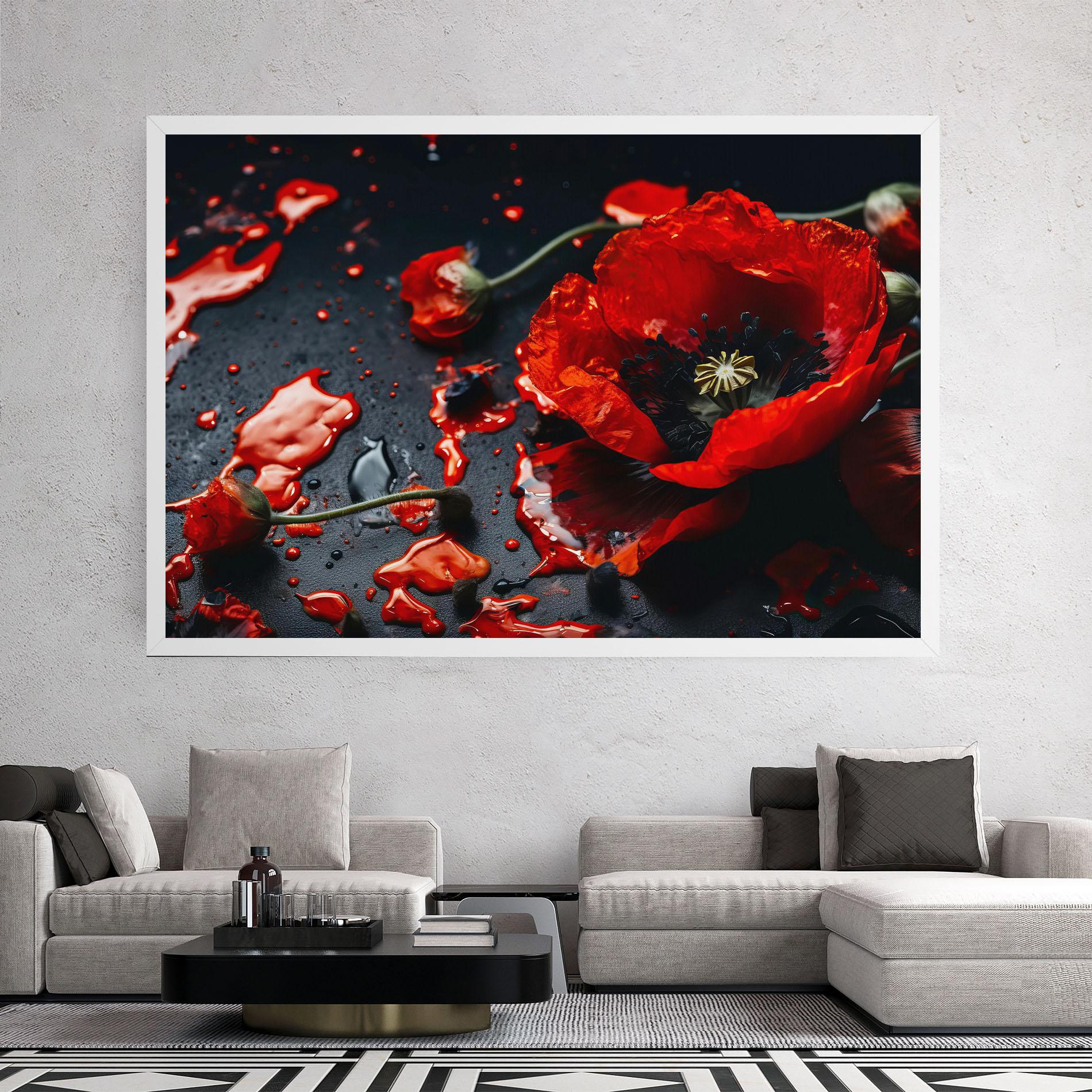 Tablou Canvas Beautiful Red Poppy Liquid mockup 2