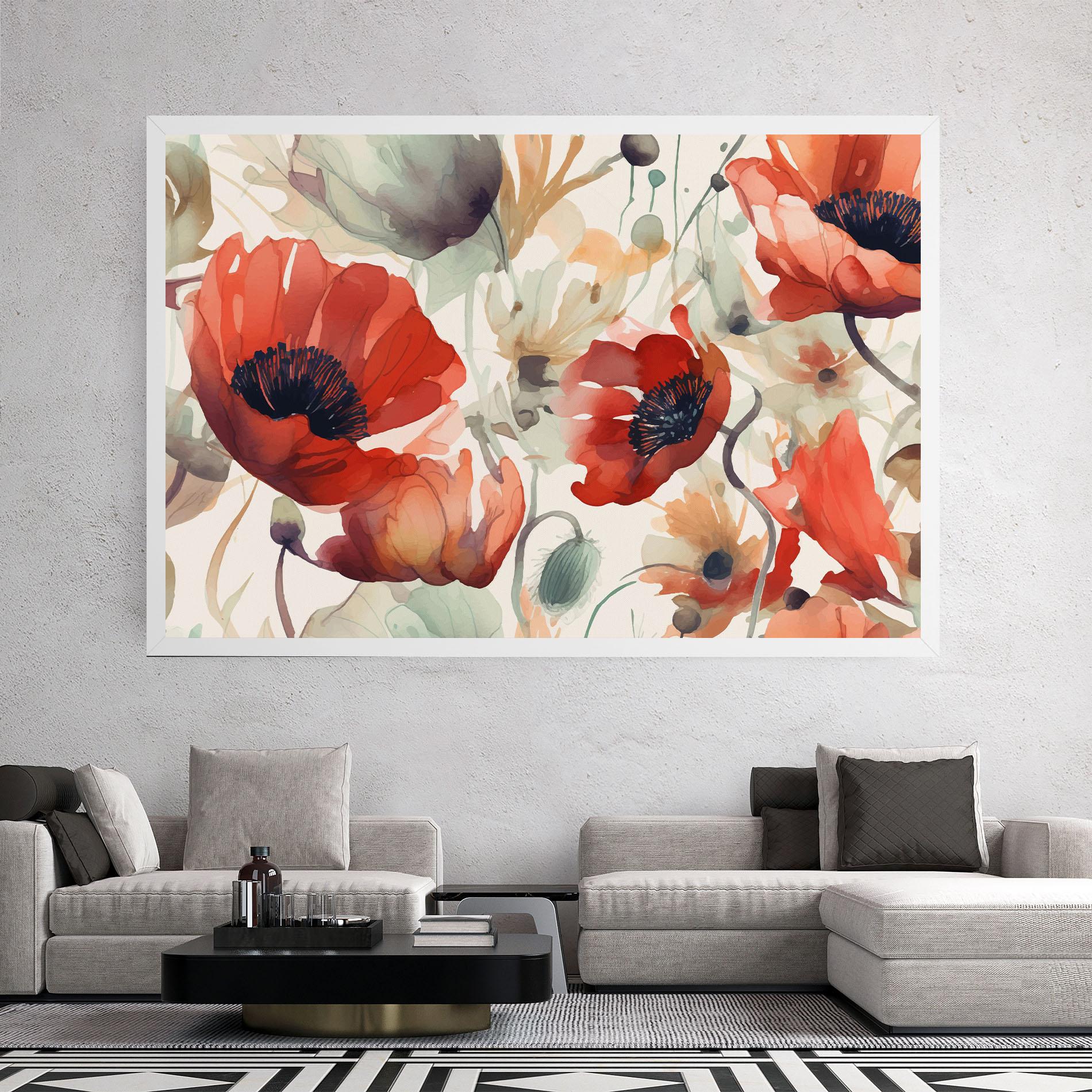 Tablou Canvas Poppy Red Cream mockup 2