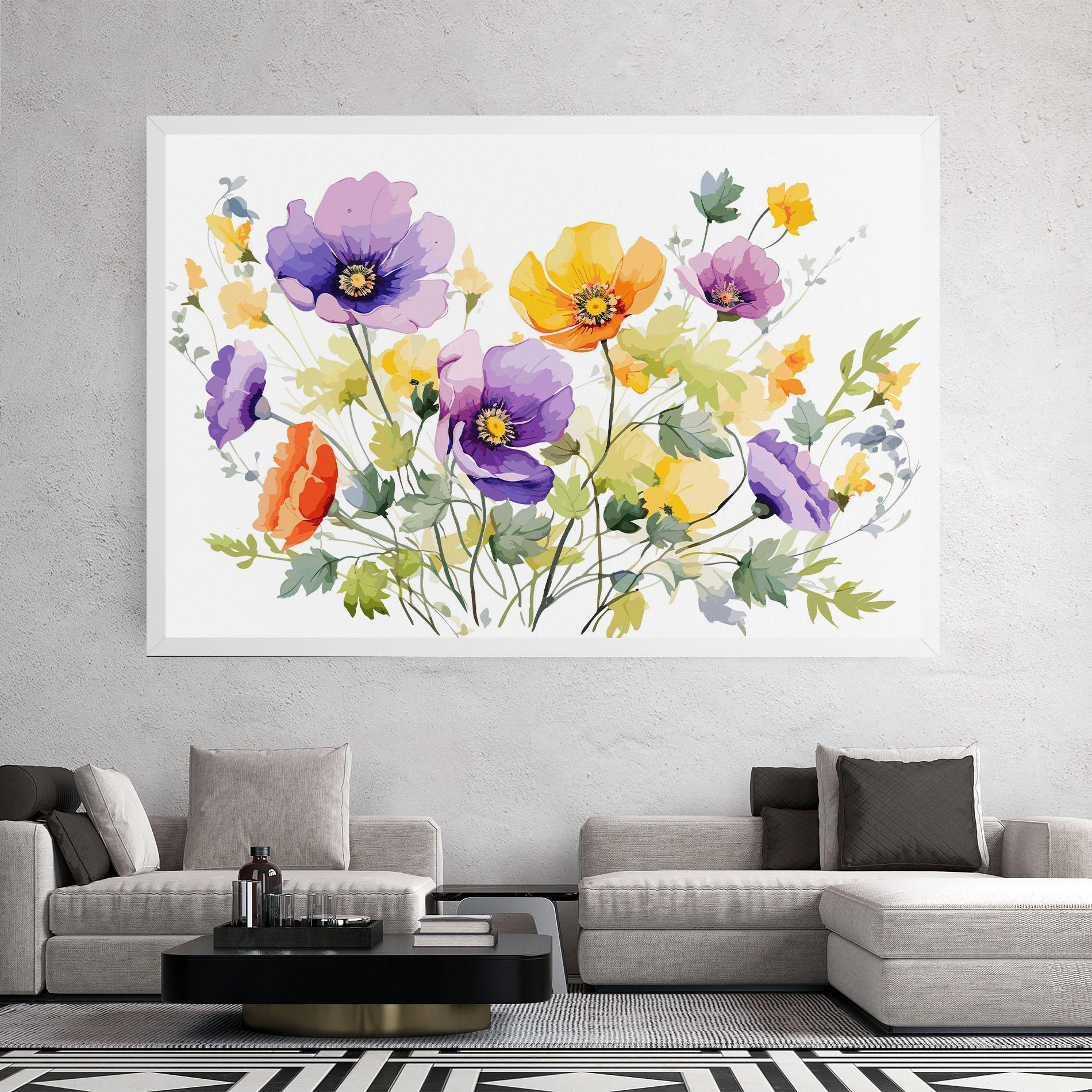 Tablou Canvas Purple Orange Poppy mockup 2