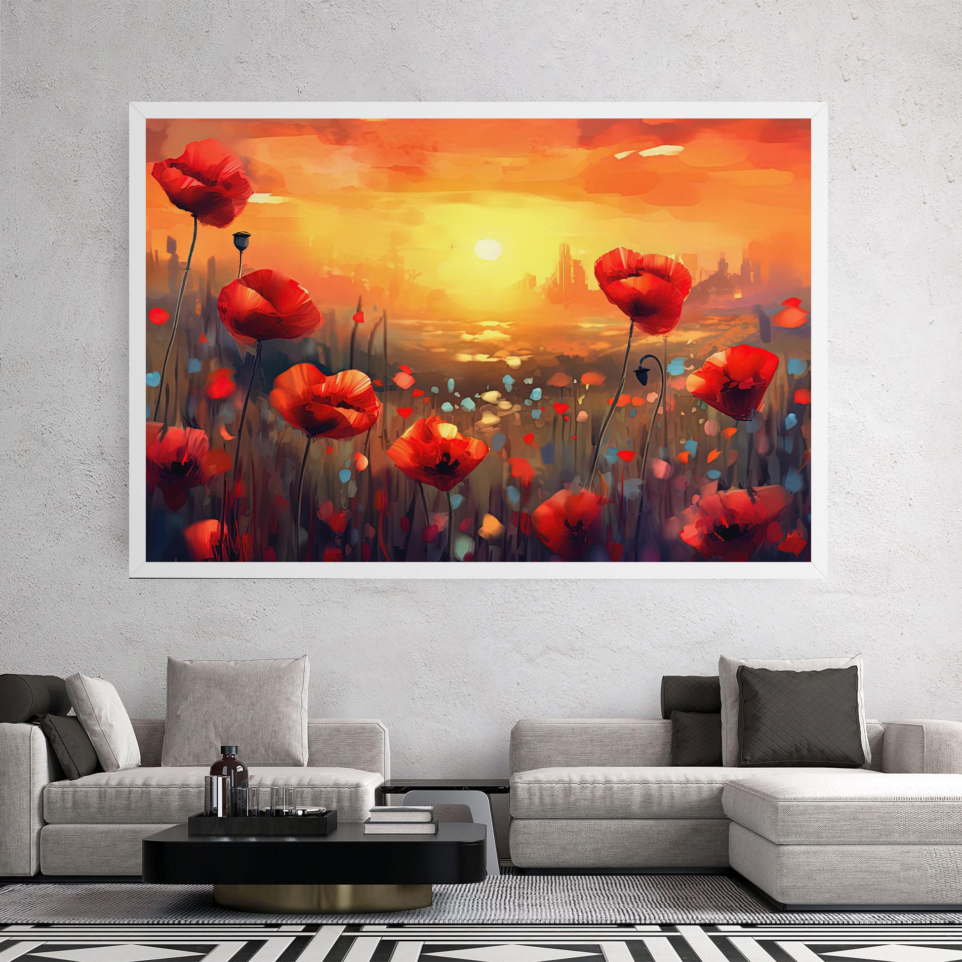 Tablou Canvas Sunrise Painting Poppies mockup 2