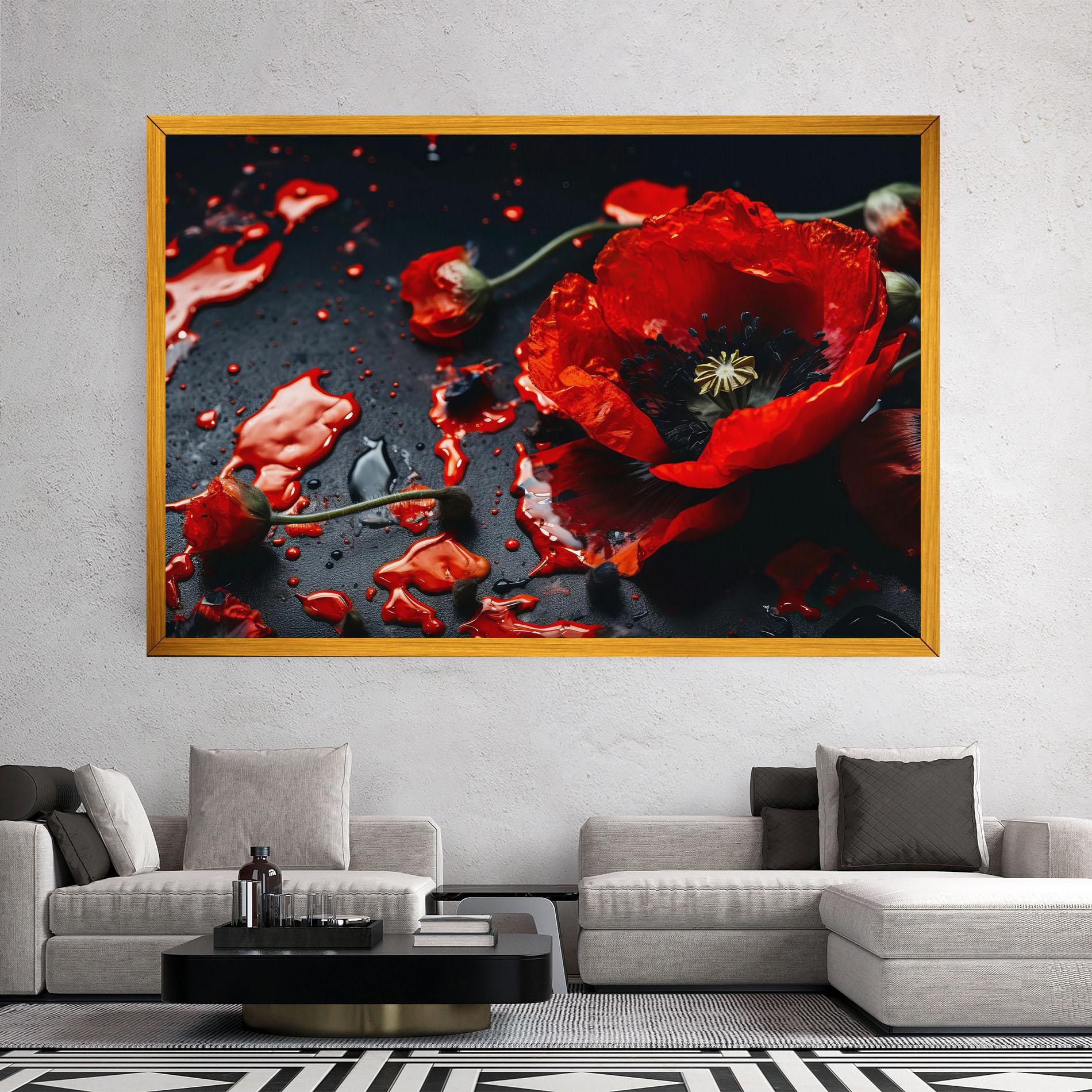 Tablou Canvas Beautiful Red Poppy Liquid mockup 2
