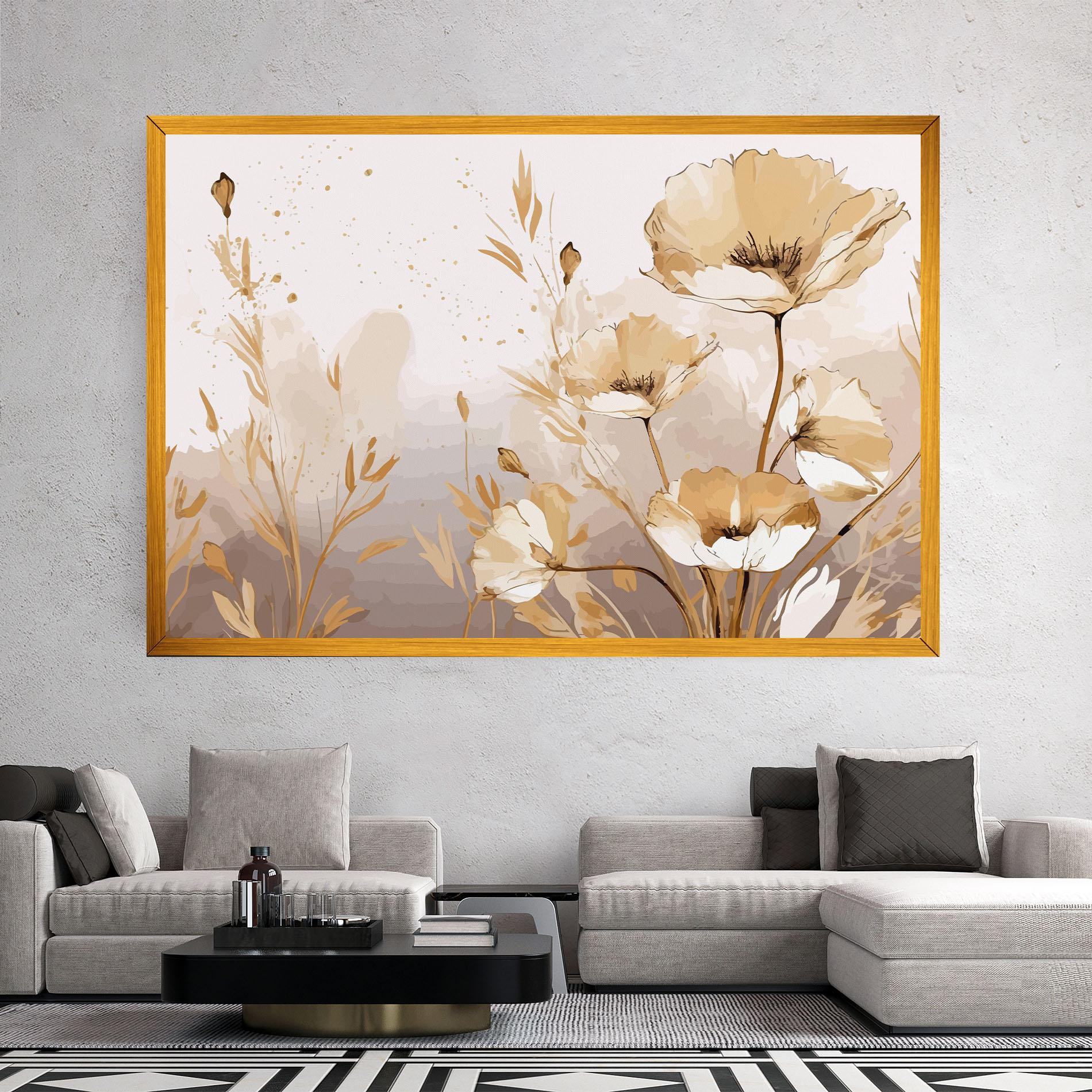 Tablou Canvas Gold Cream Poppy mockup 2