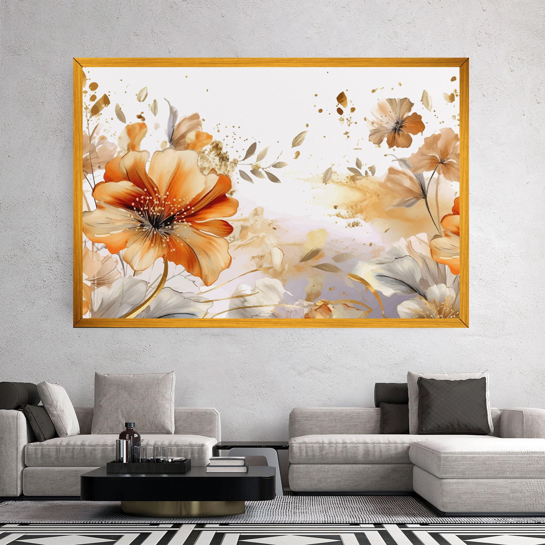Tablou Canvas Gold Orange Poppy mockup 2
