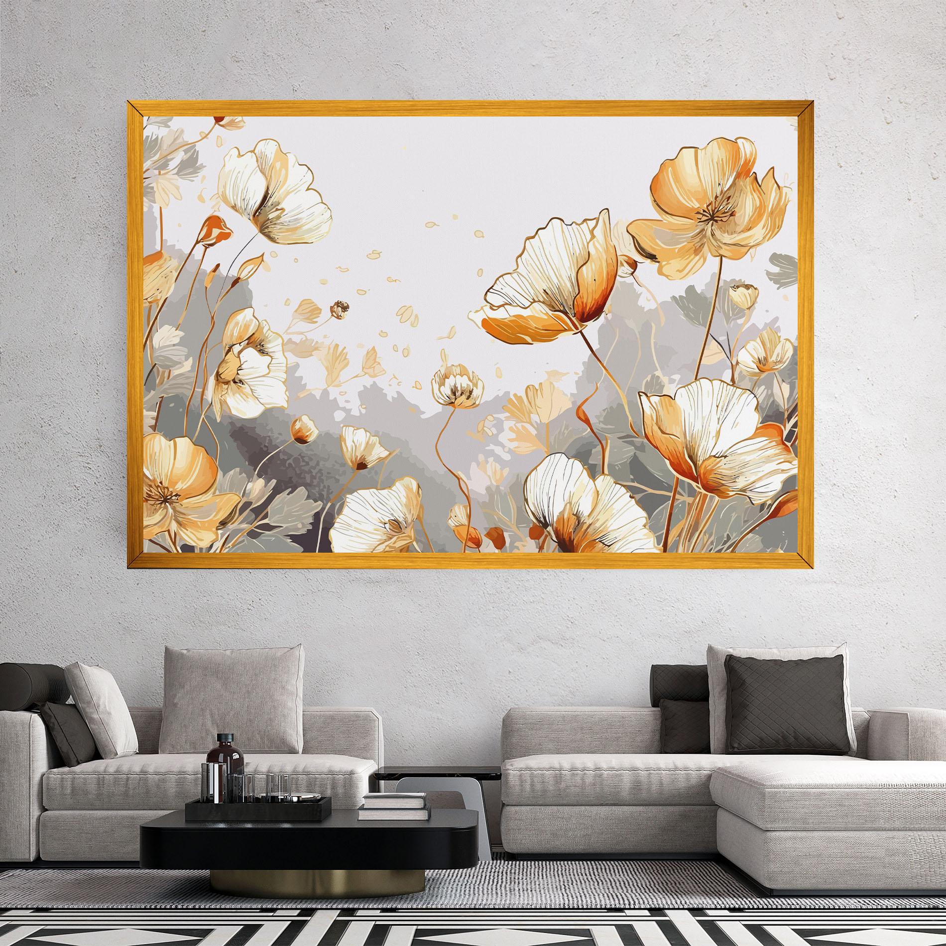 Tablou Canvas Gold Poppies mockup 2