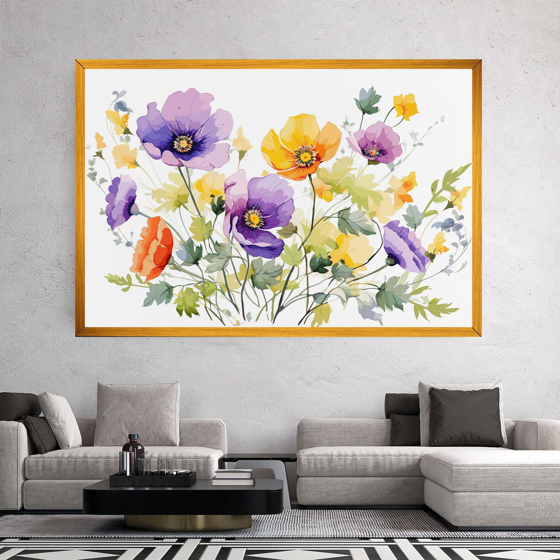 Tablou Canvas Purple Orange Poppy mockup 2