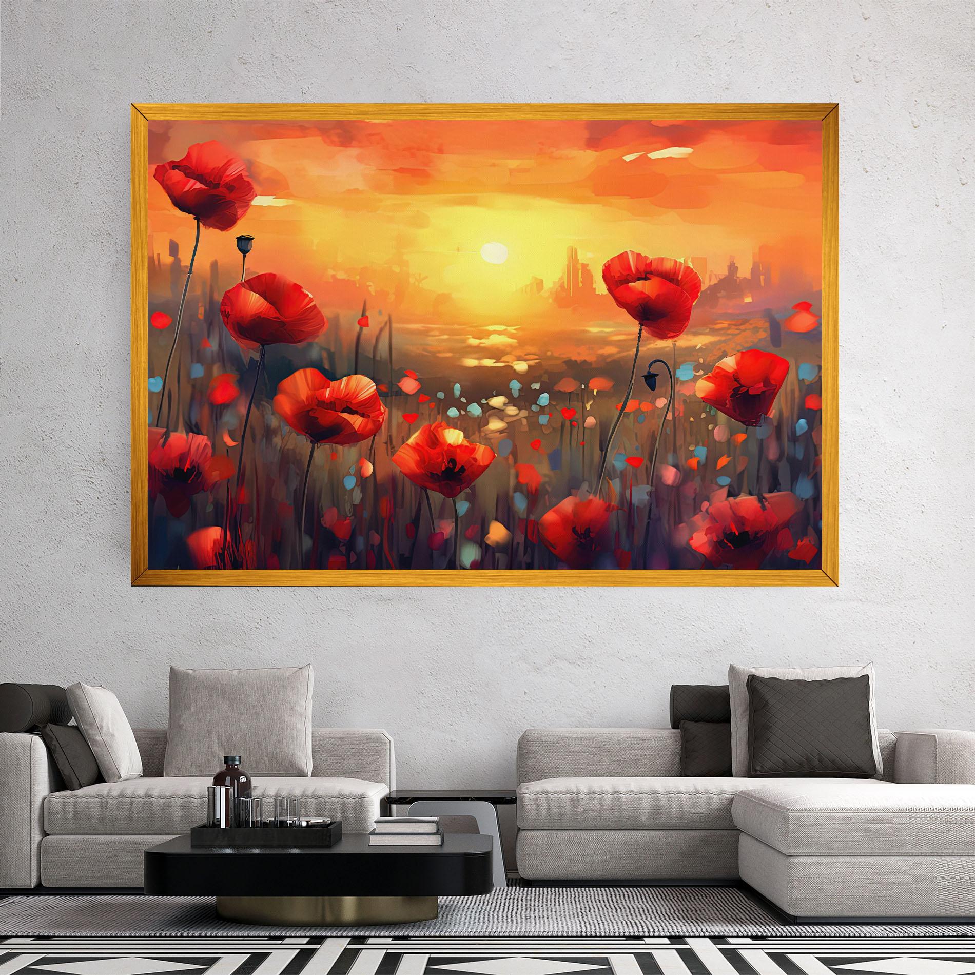 Tablou Canvas Sunrise Painting Poppies mockup 2