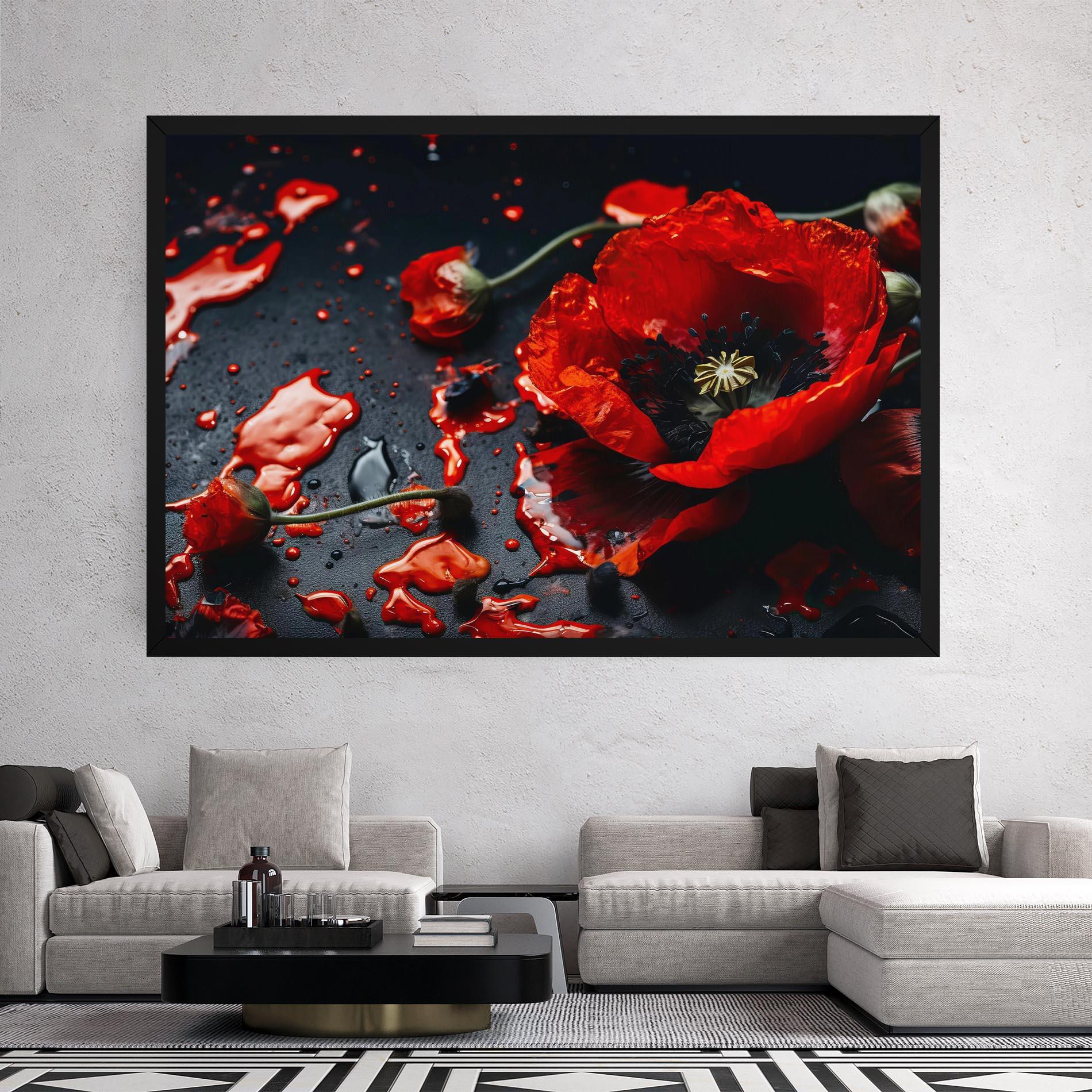 Tablou Canvas Beautiful Red Poppy Liquid mockup 2