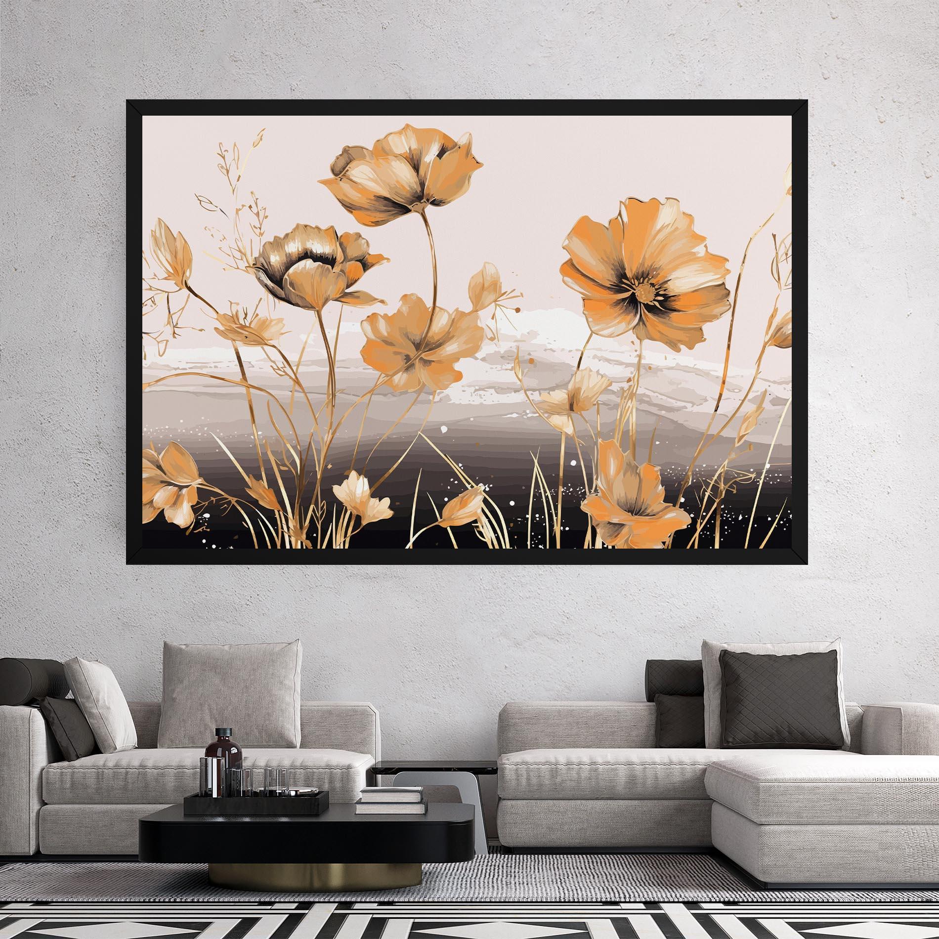 Tablou Canvas Gold Black Poppy mockup 2