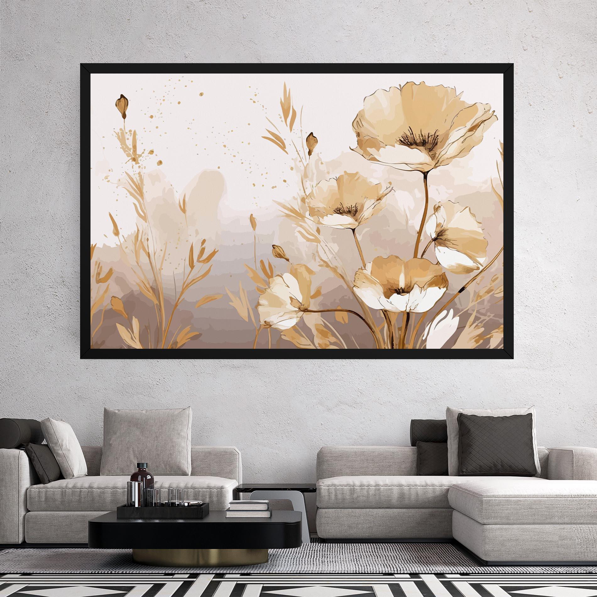 Tablou Canvas Gold Cream Poppy mockup 2