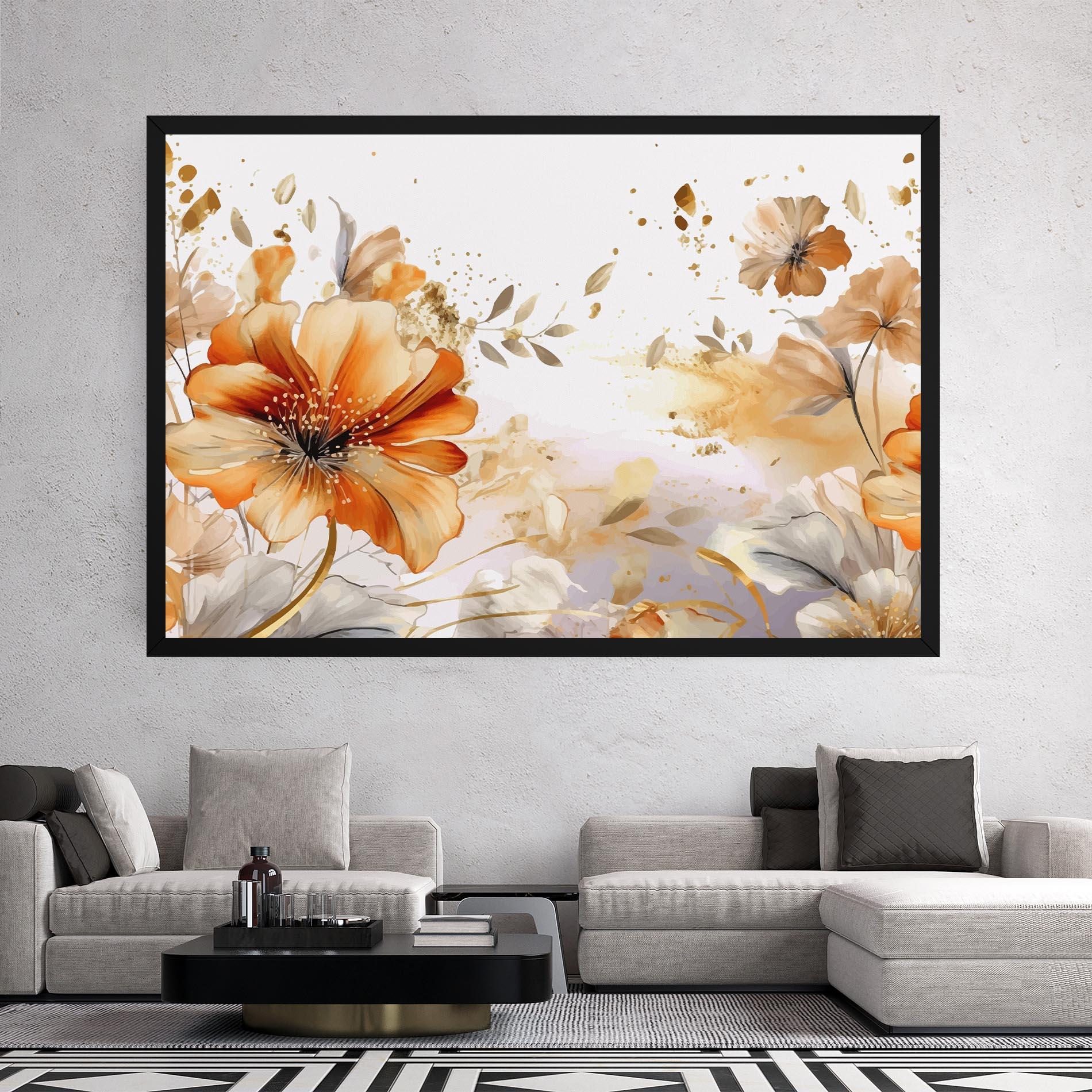 Tablou Canvas Gold Orange Poppy mockup 2
