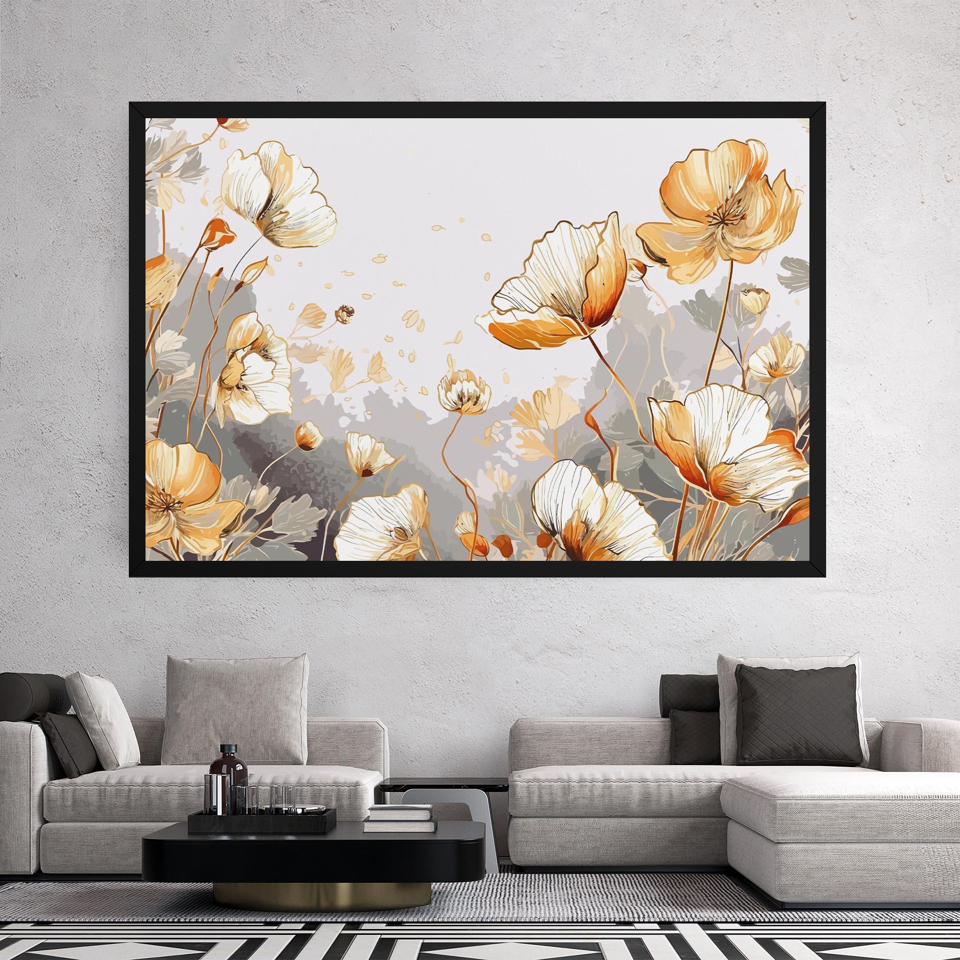 Tablou Canvas Gold Poppies mockup 2