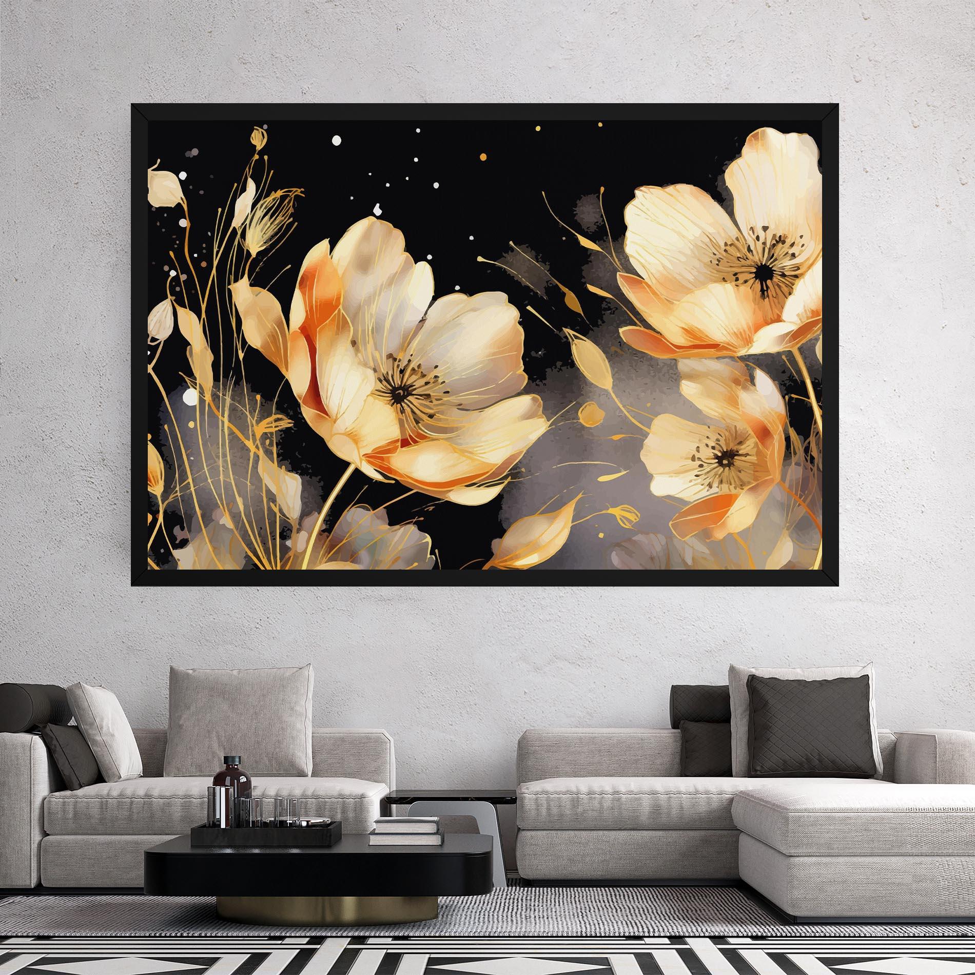 Tablou Canvas Gold Poppy Black mockup 2