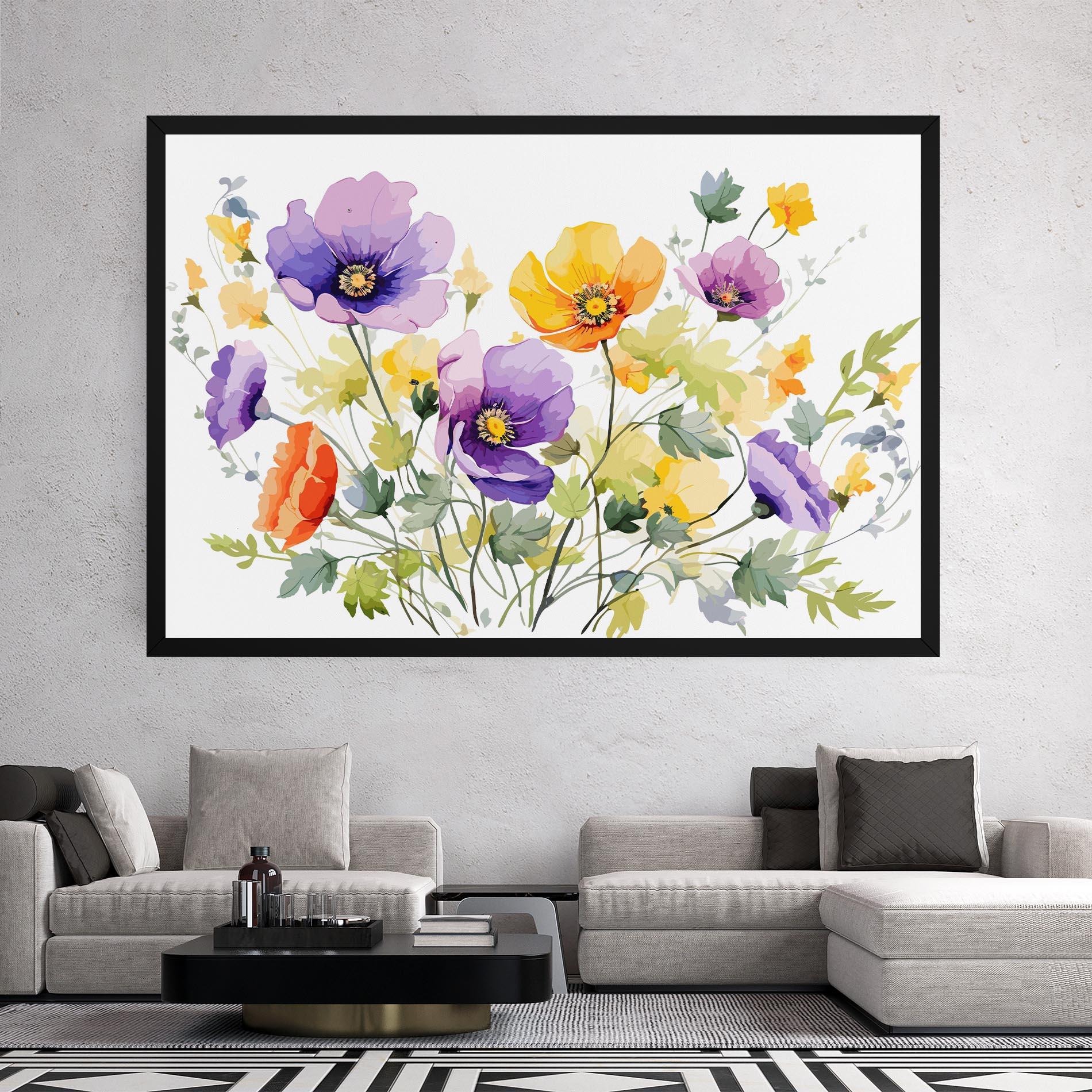 Tablou Canvas Purple Orange Poppy mockup 2