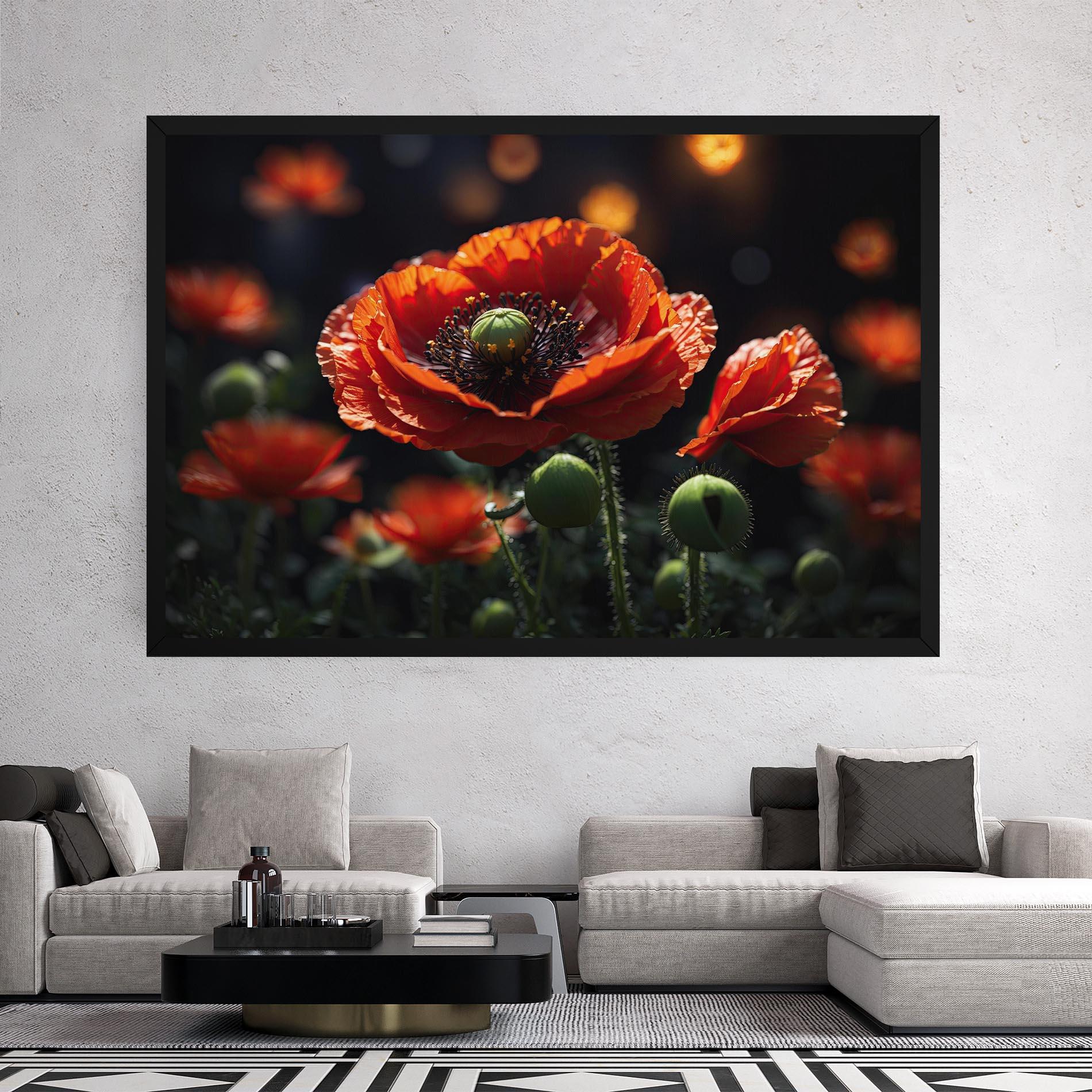 Tablou Canvas Red Poppy Close Up mockup 2