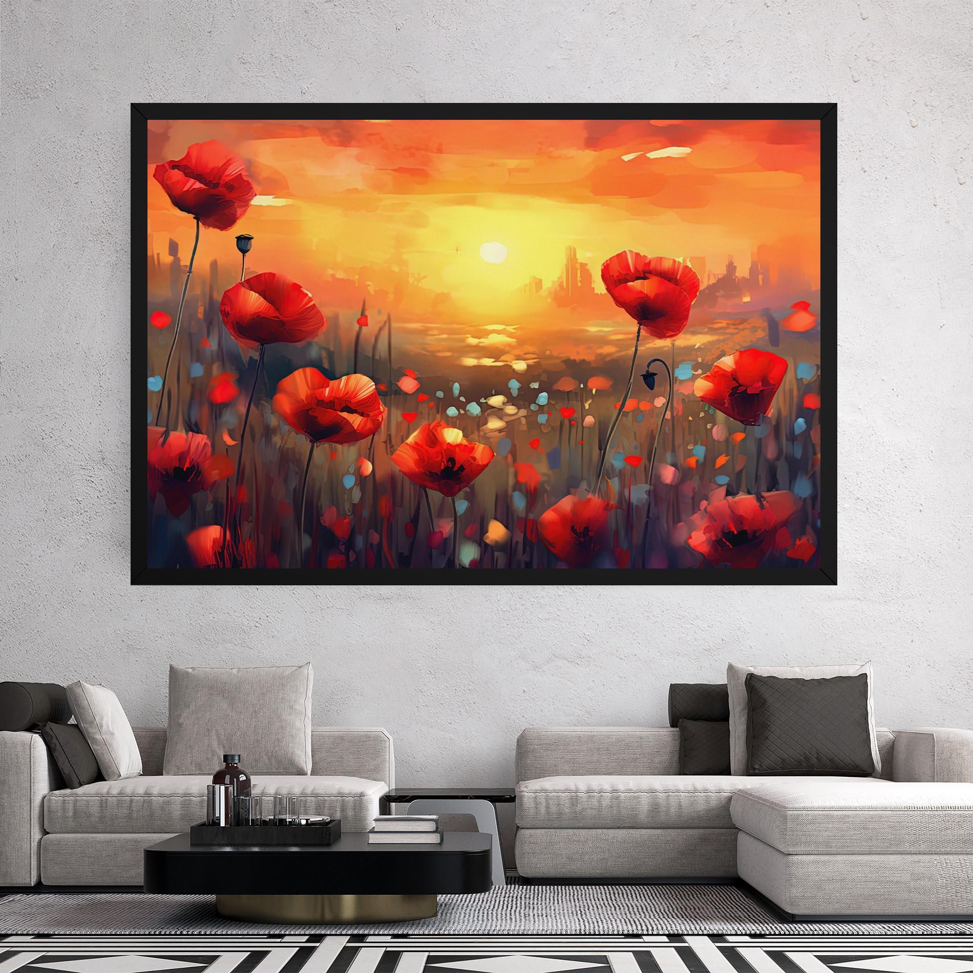 Tablou Canvas Sunrise Painting Poppies mockup 2