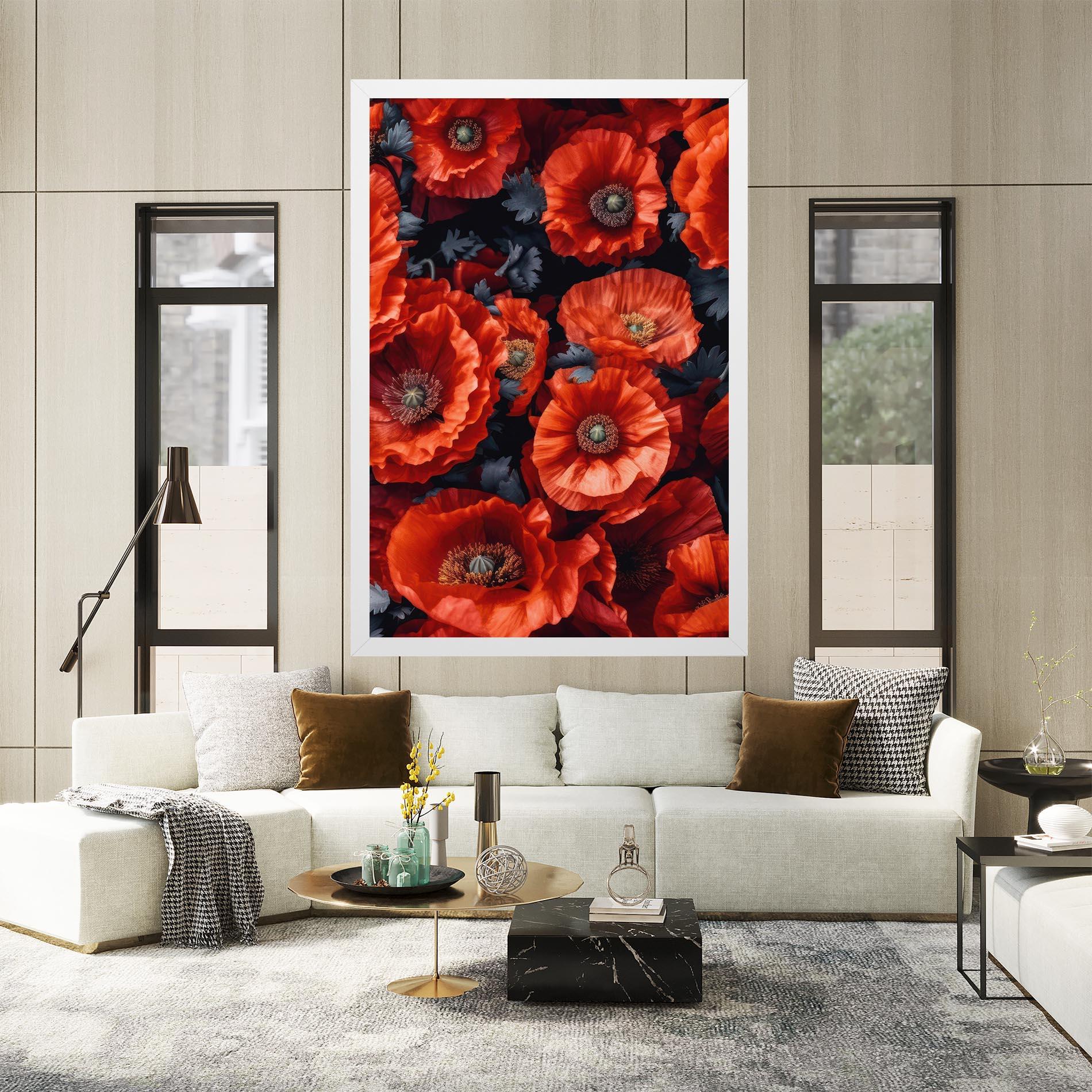 Tablou Canvas Black Red Poppies mockup 2