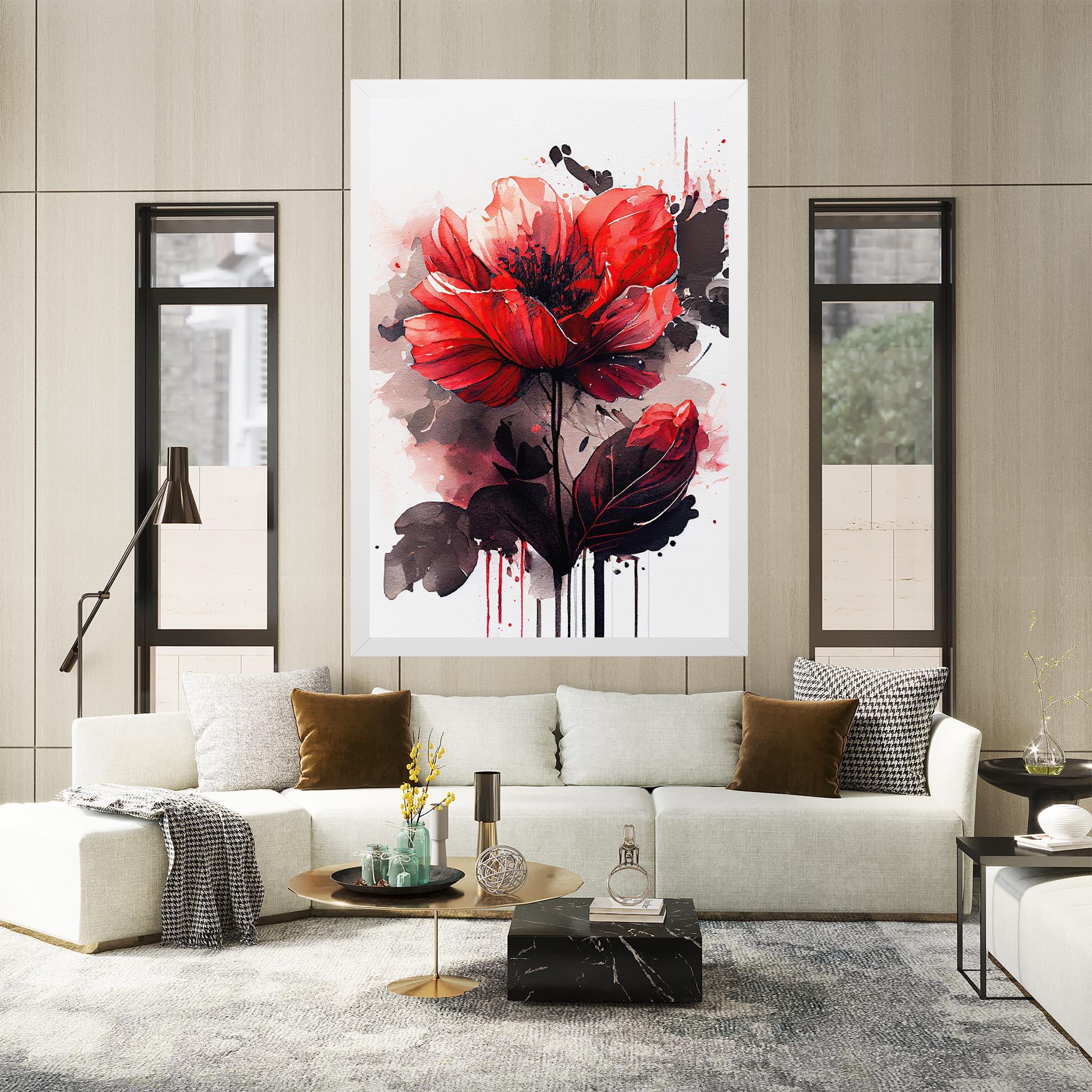 Tablou Canvas Watercolor Poppy mockup 2