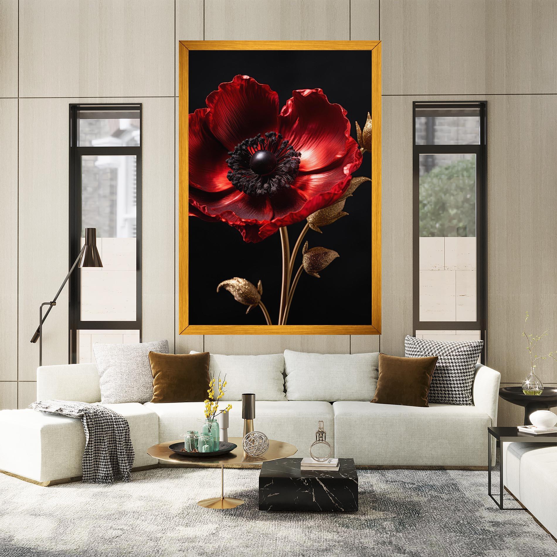 Tablou Canvas Dark Red Poppy mockup 2