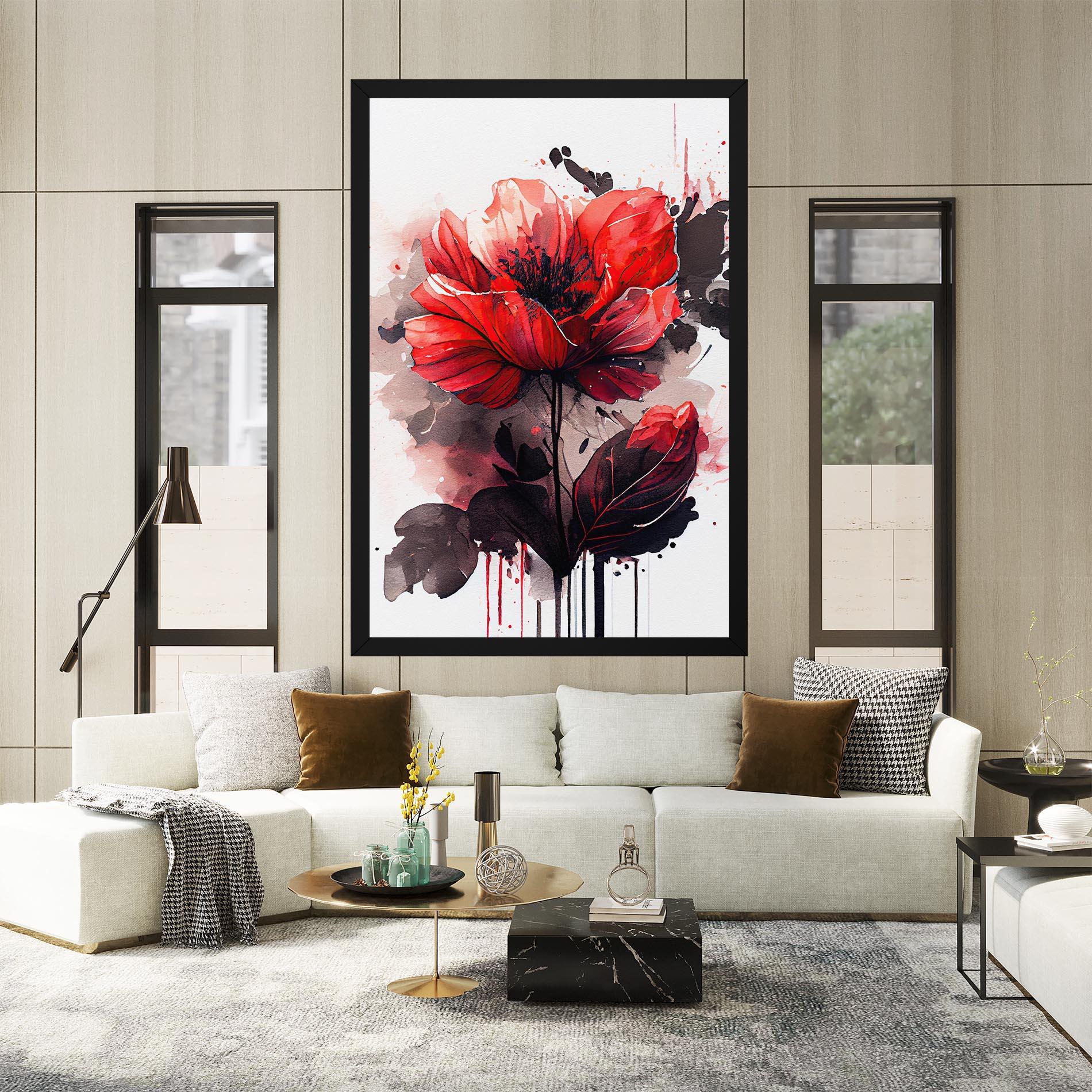 Tablou Canvas Watercolor Poppy mockup 2