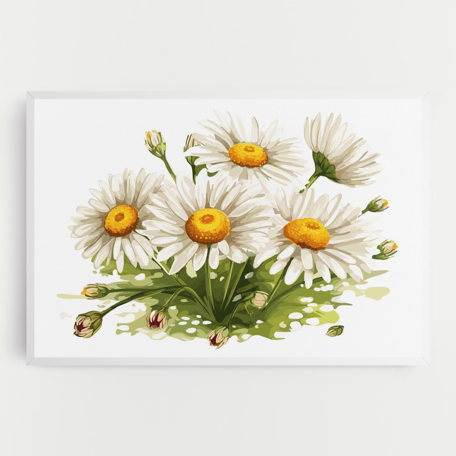 Tablou Canvas White Grey Daisy mockup 0