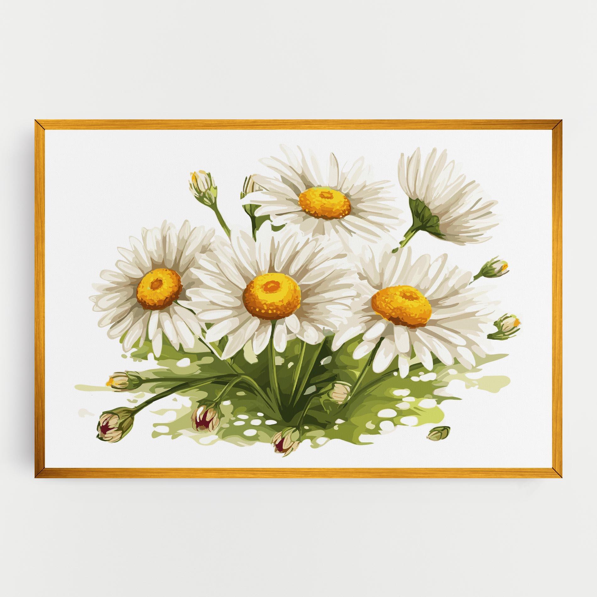 Tablou Canvas White Grey Daisy mockup 0