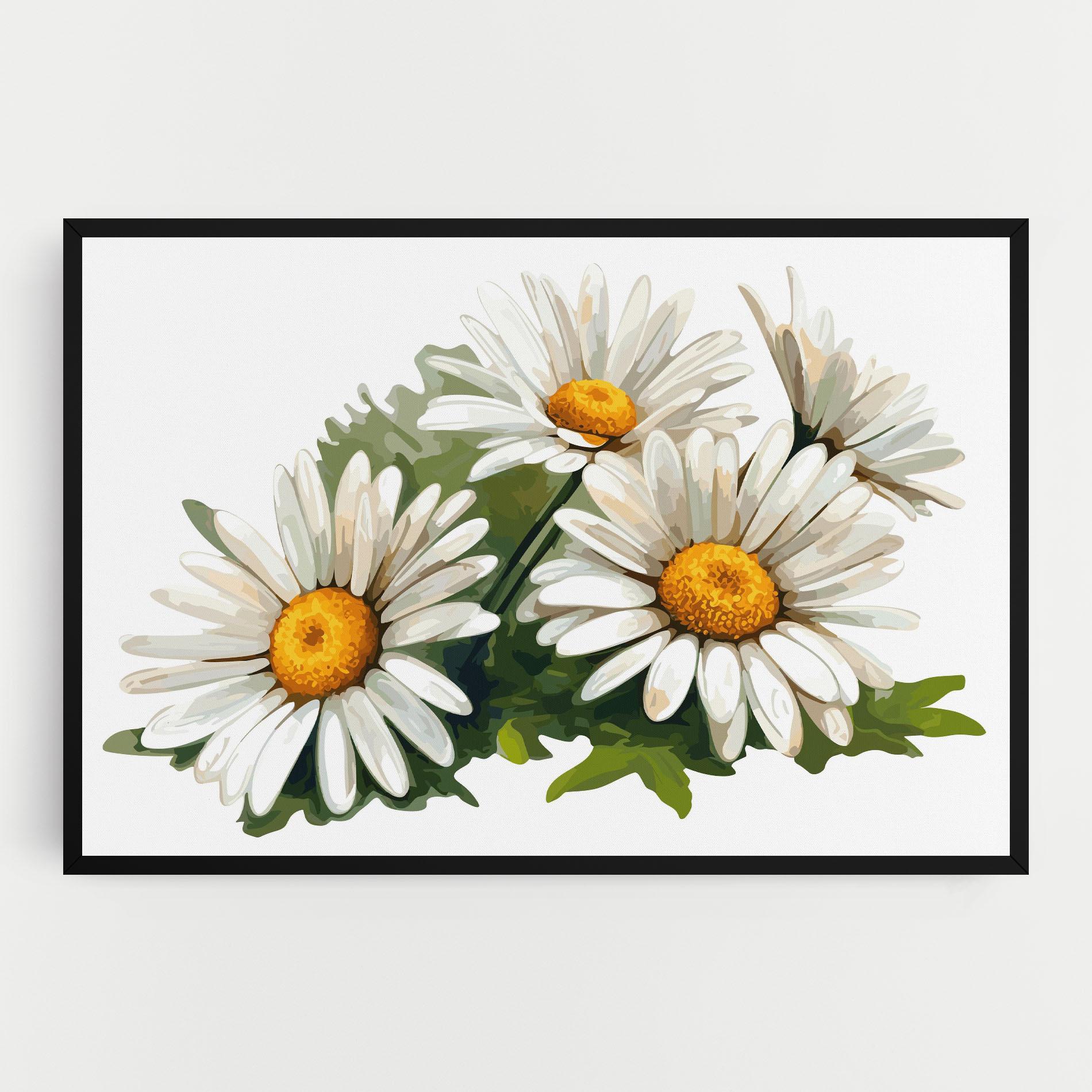 Tablou Canvas Grey White Daisy mockup 0