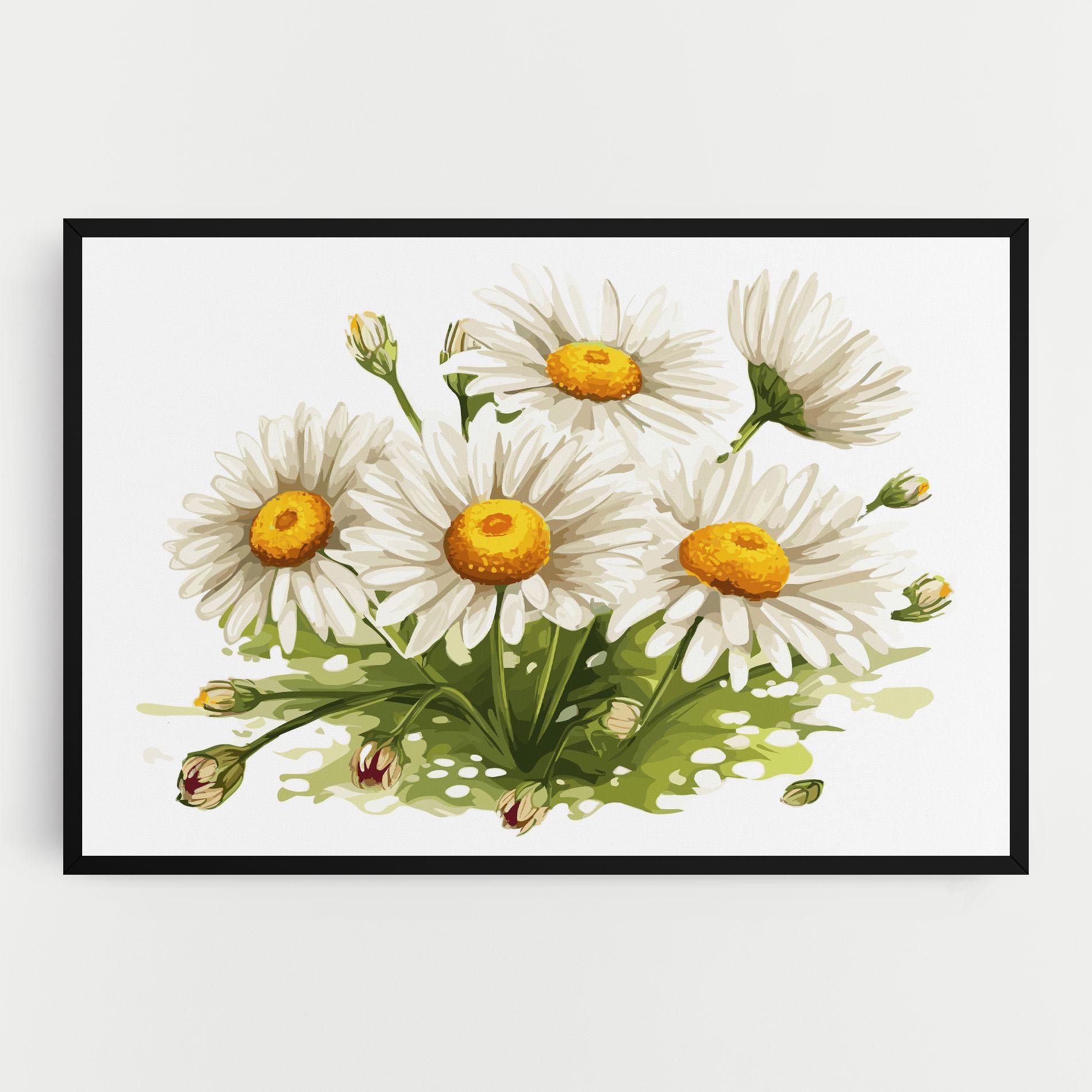 Tablou Canvas White Grey Daisy mockup 0