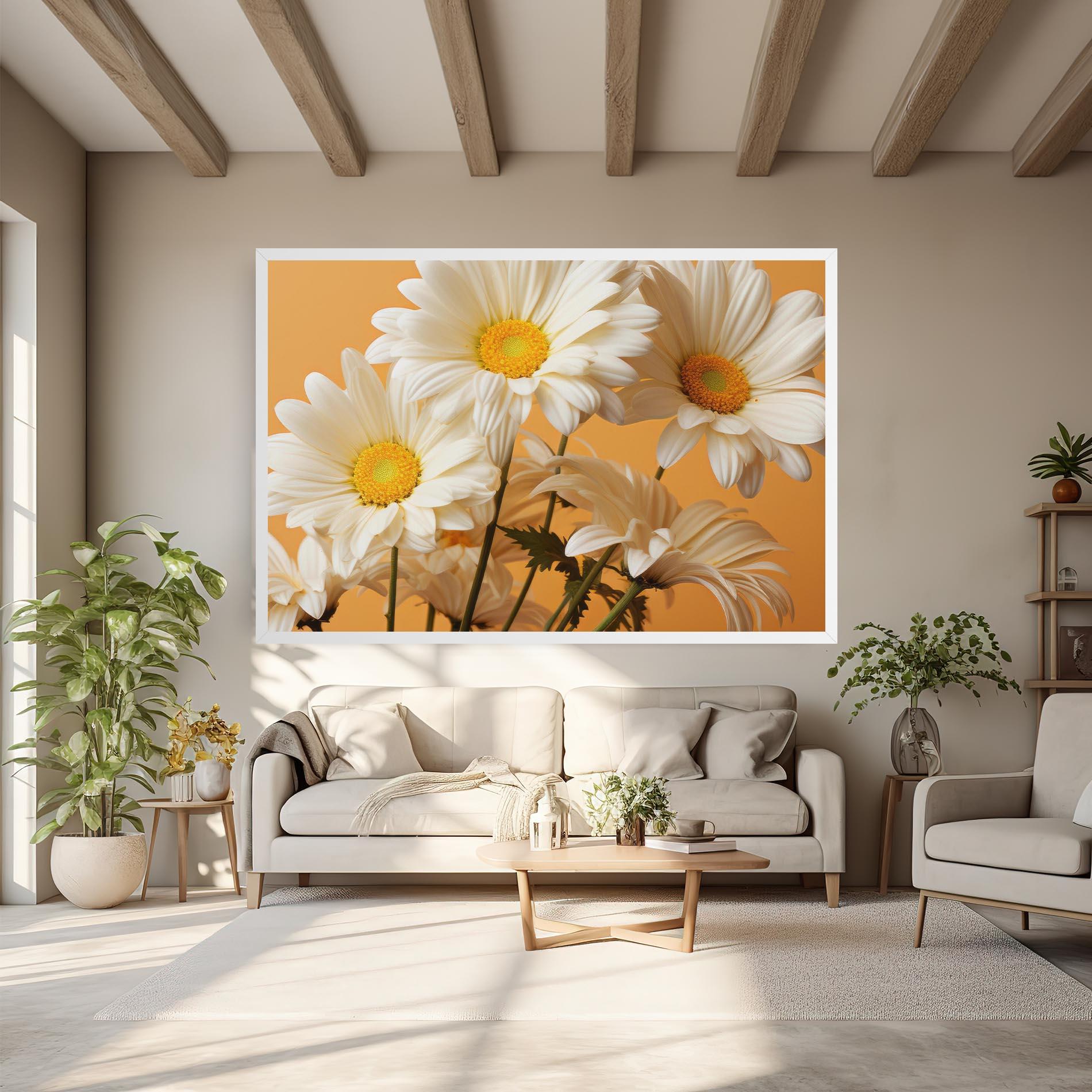Tablou Canvas Daisy On Orange mockup 6