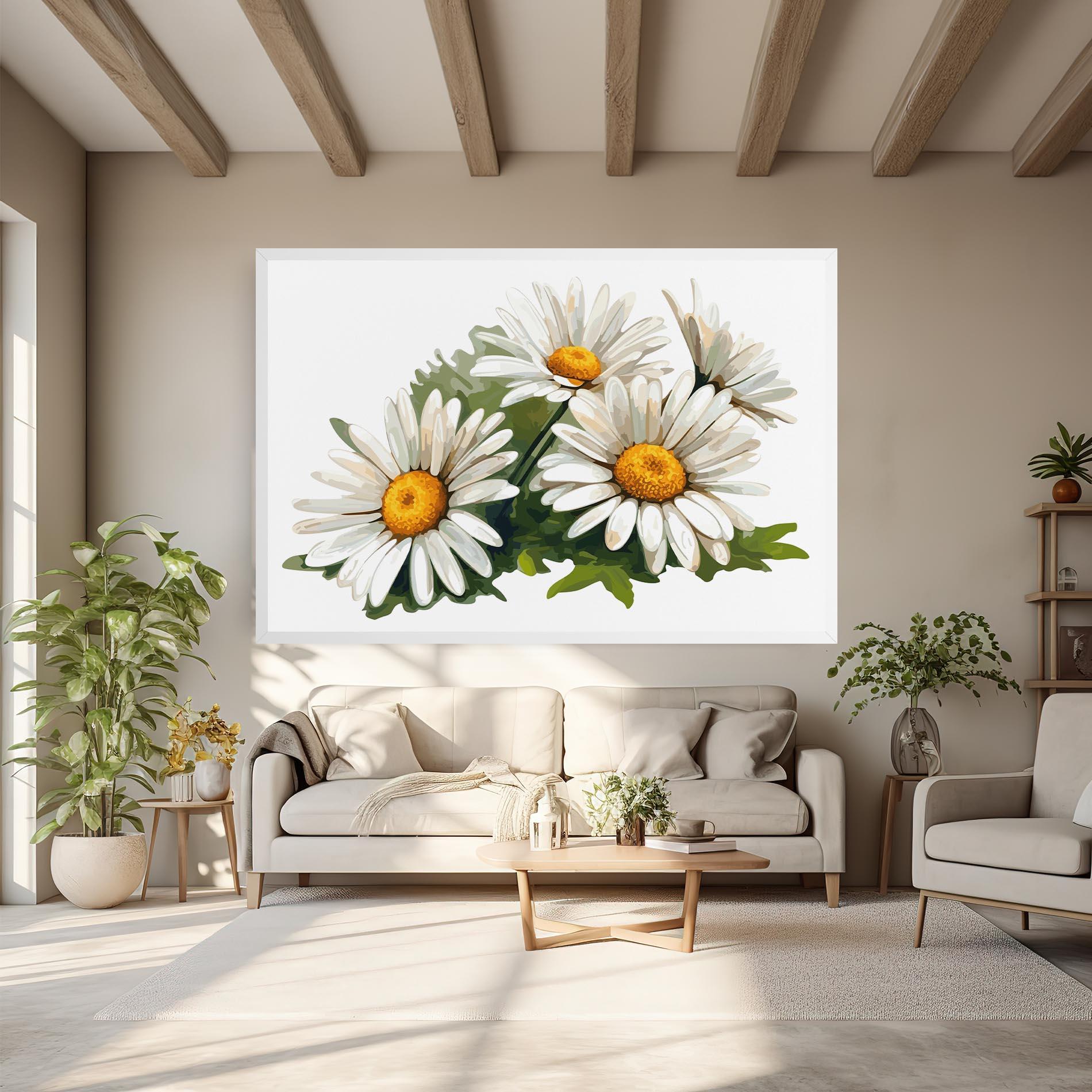 Tablou Canvas Grey White Daisy mockup 6